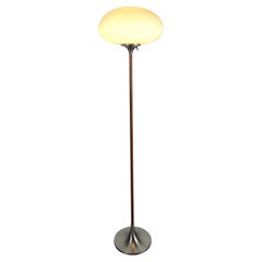 Retro Laurel Lamp Co. Mid-Century Modern Mushroom Metal and Rosewood Floor Lamp