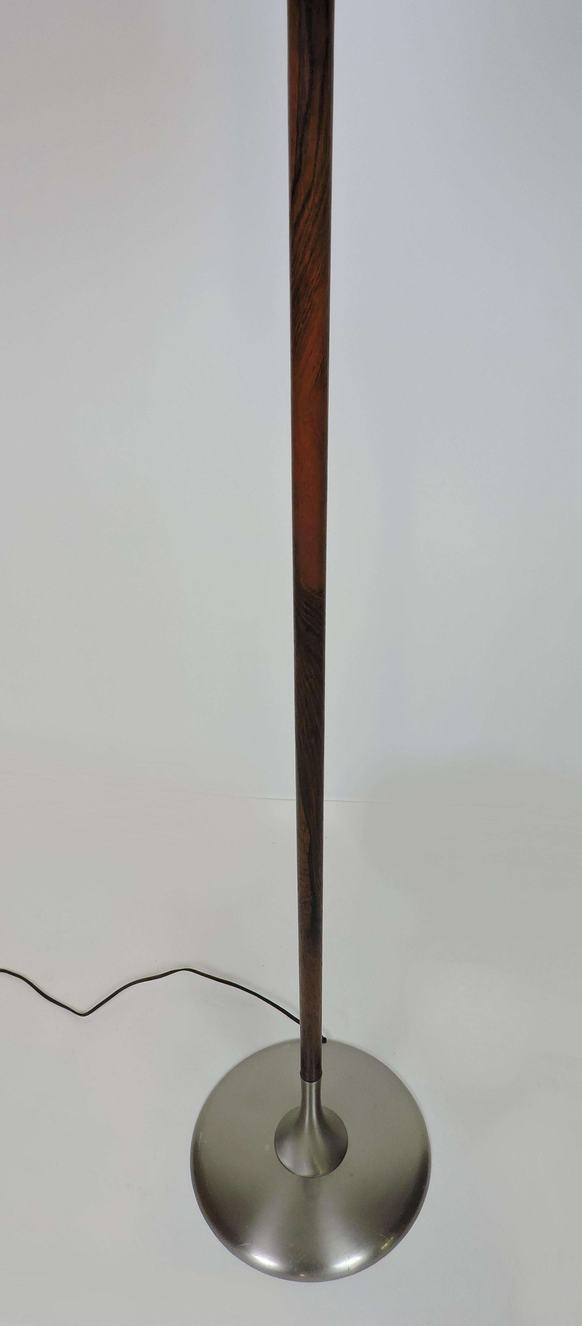 American Laurel Lamp Co. Mid-Century Modern Rosewood and Metal Tulip Base Floor Lamp