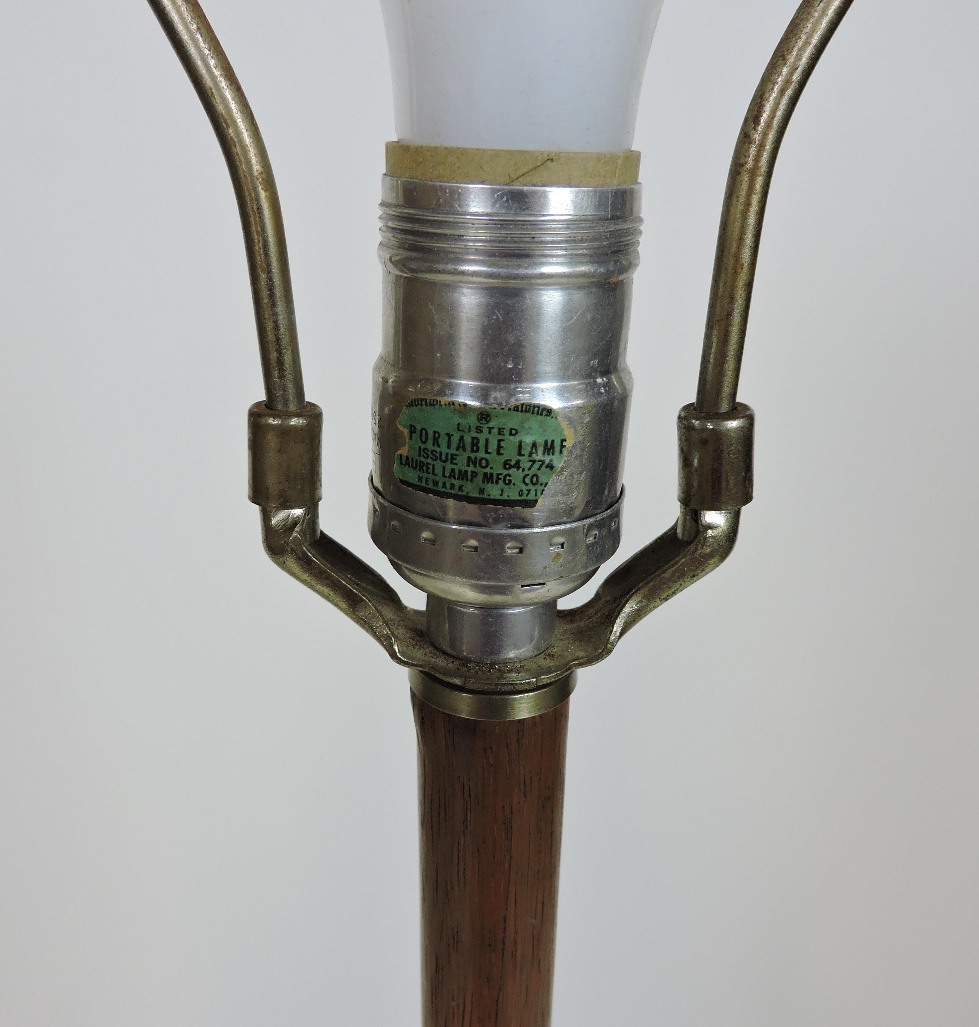 Laurel Lamp Co. Mid-Century Modern Rosewood and Metal Tulip Base Floor Lamp 1