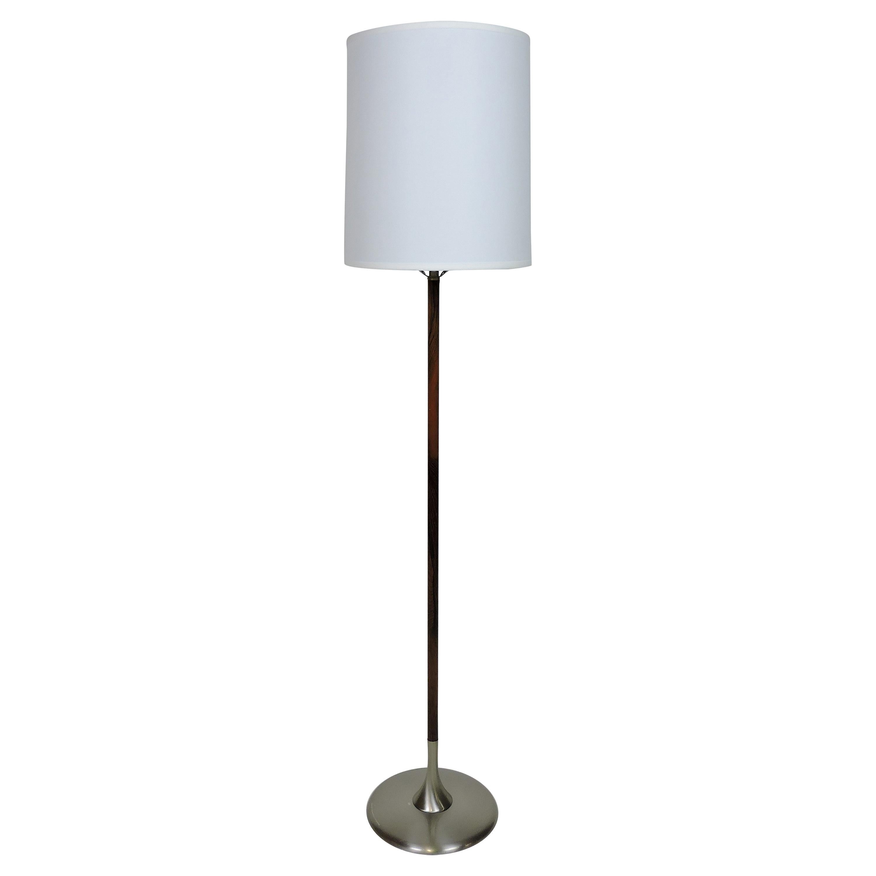 Laurel Lamp Co. Mid-Century Modern Rosewood and Metal Tulip Base Floor Lamp