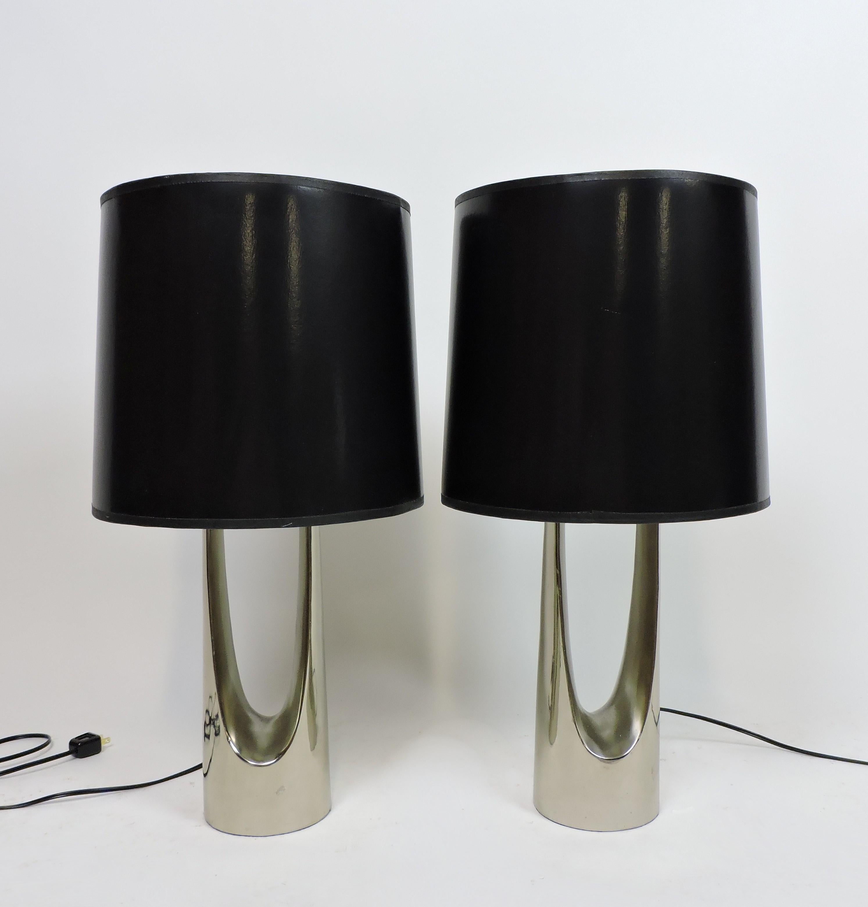 Laurel Lamp Co. Mid-Century Modern Wishbone Hairpin Chrome Table Lamps 3
