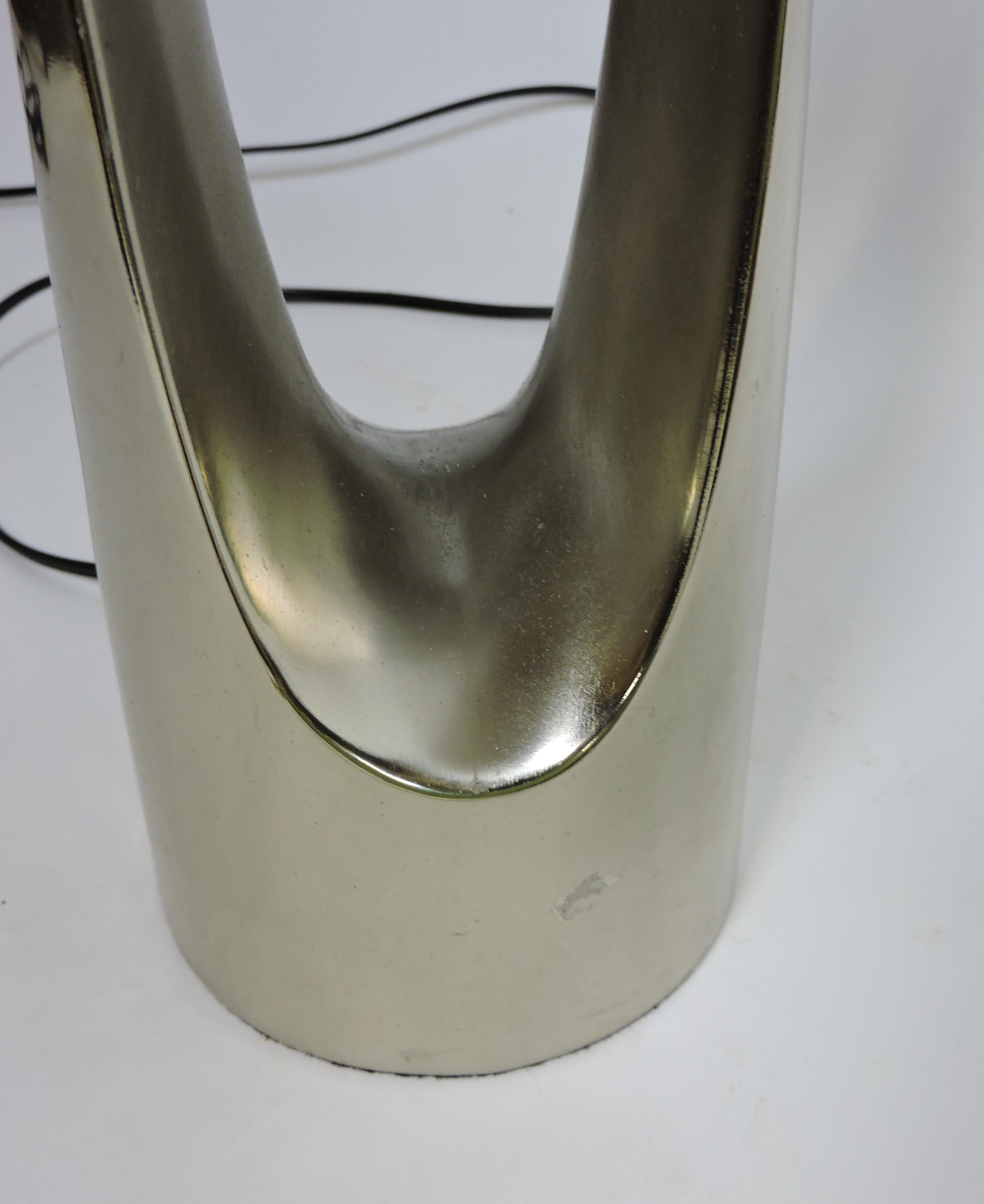 Mid-20th Century Laurel Lamp Co. Mid-Century Modern Wishbone Hairpin Chrome Table Lamps