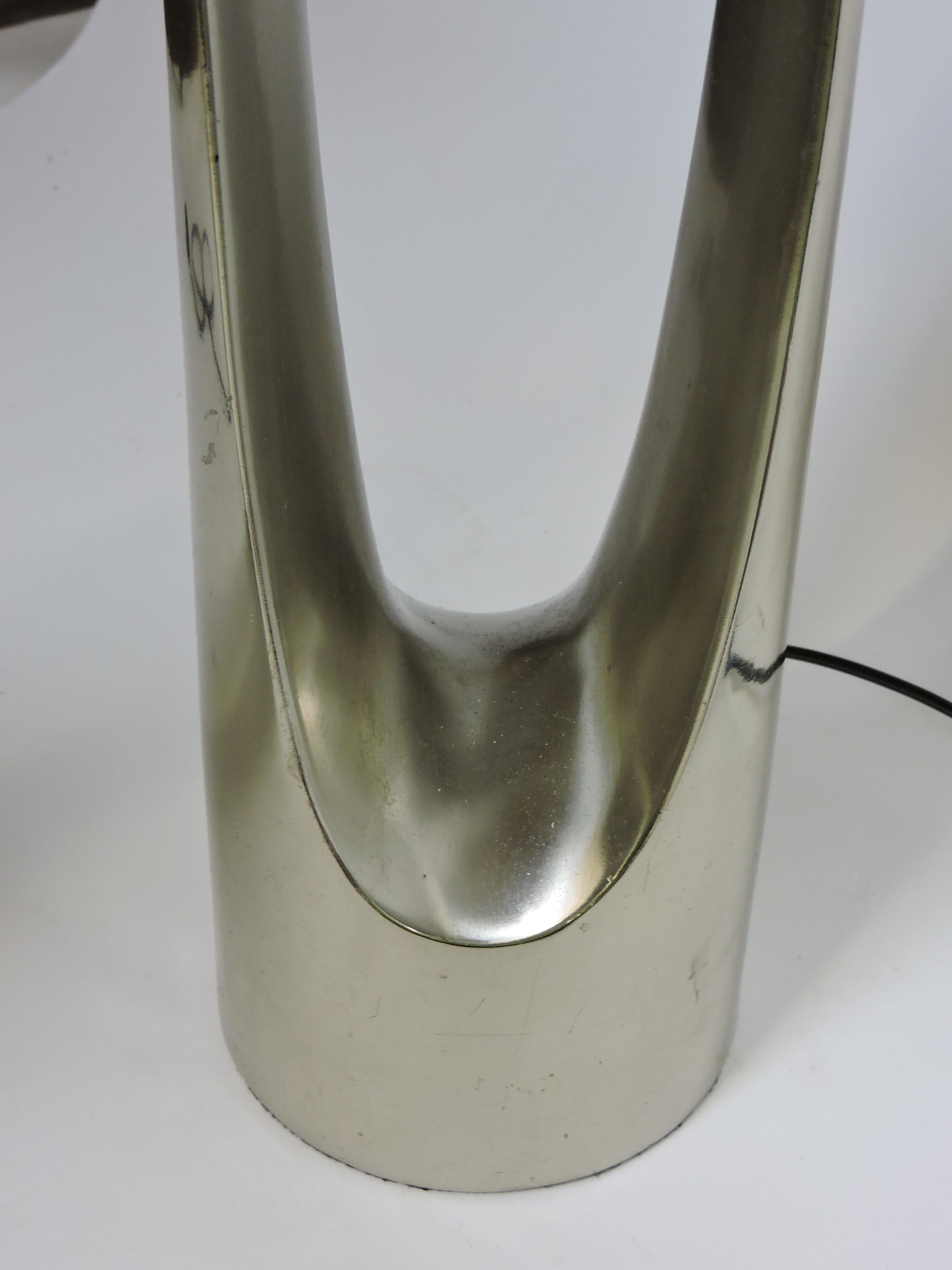 Paper Laurel Lamp Co. Mid-Century Modern Wishbone Hairpin Chrome Table Lamps