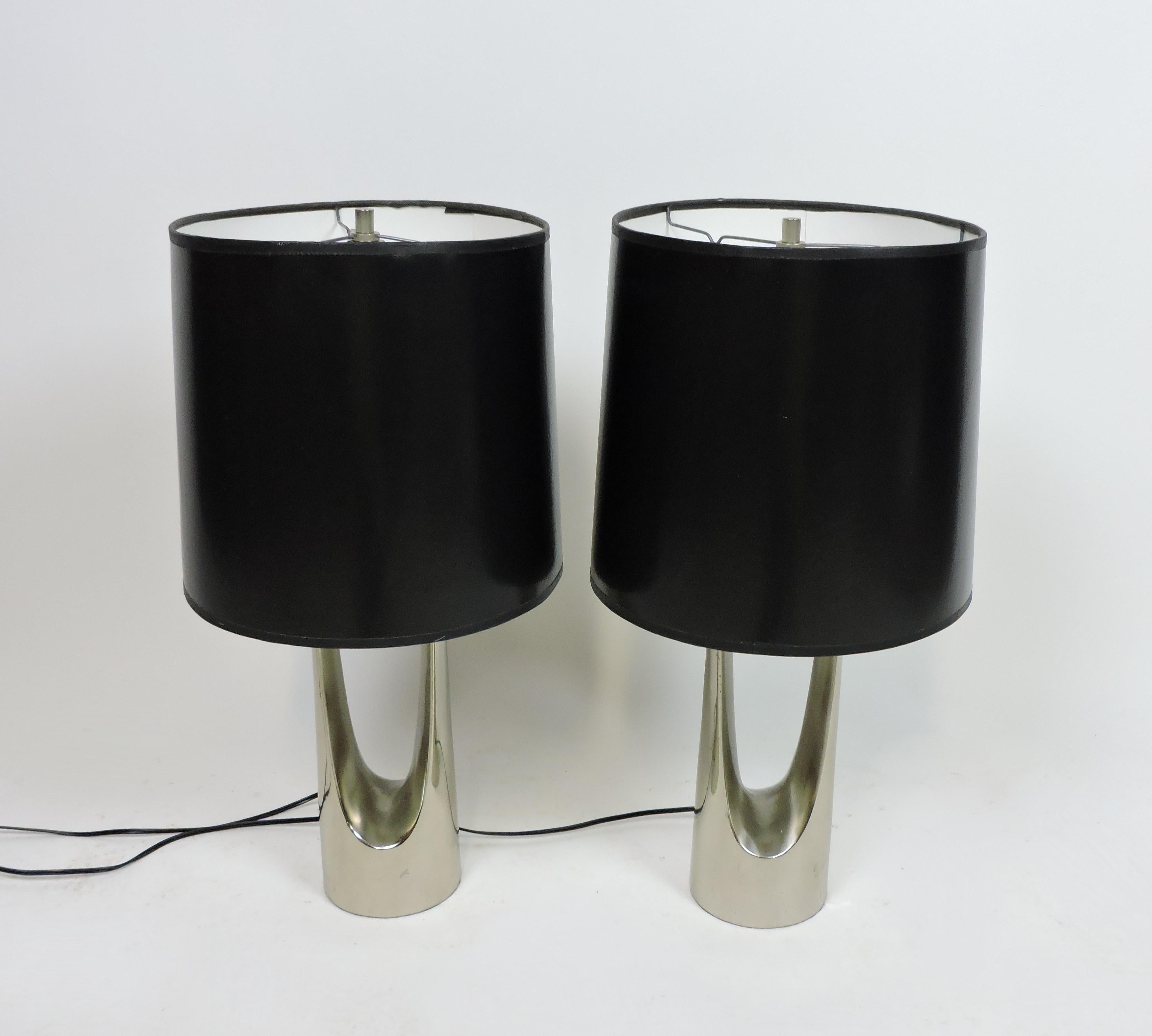 Laurel Lamp Co. Mid-Century Modern Wishbone Hairpin Chrome Table Lamps 2