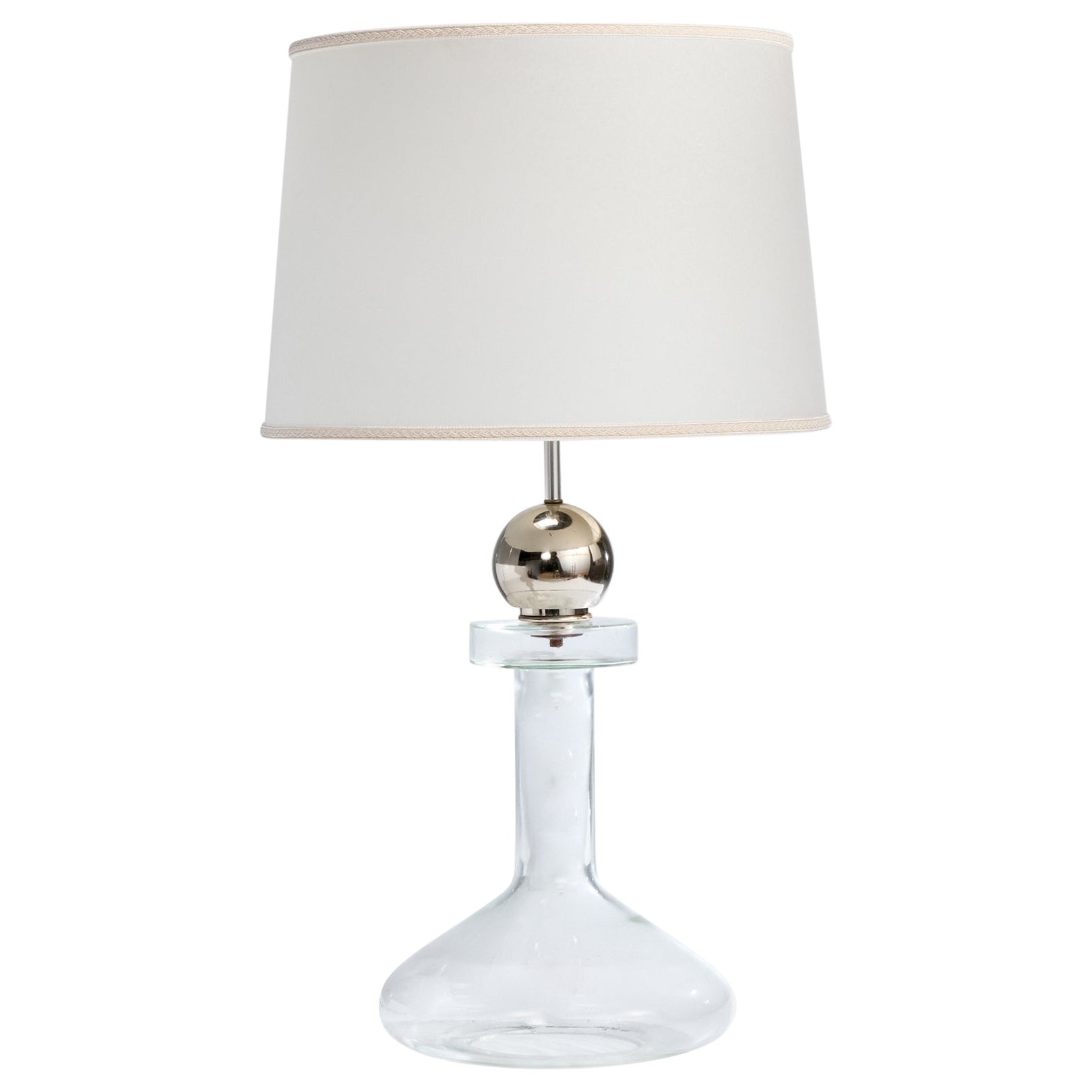 Laurel Lamp Co., Lampada da tavolo, cromo, vetro, pergamena, USA, anni '70