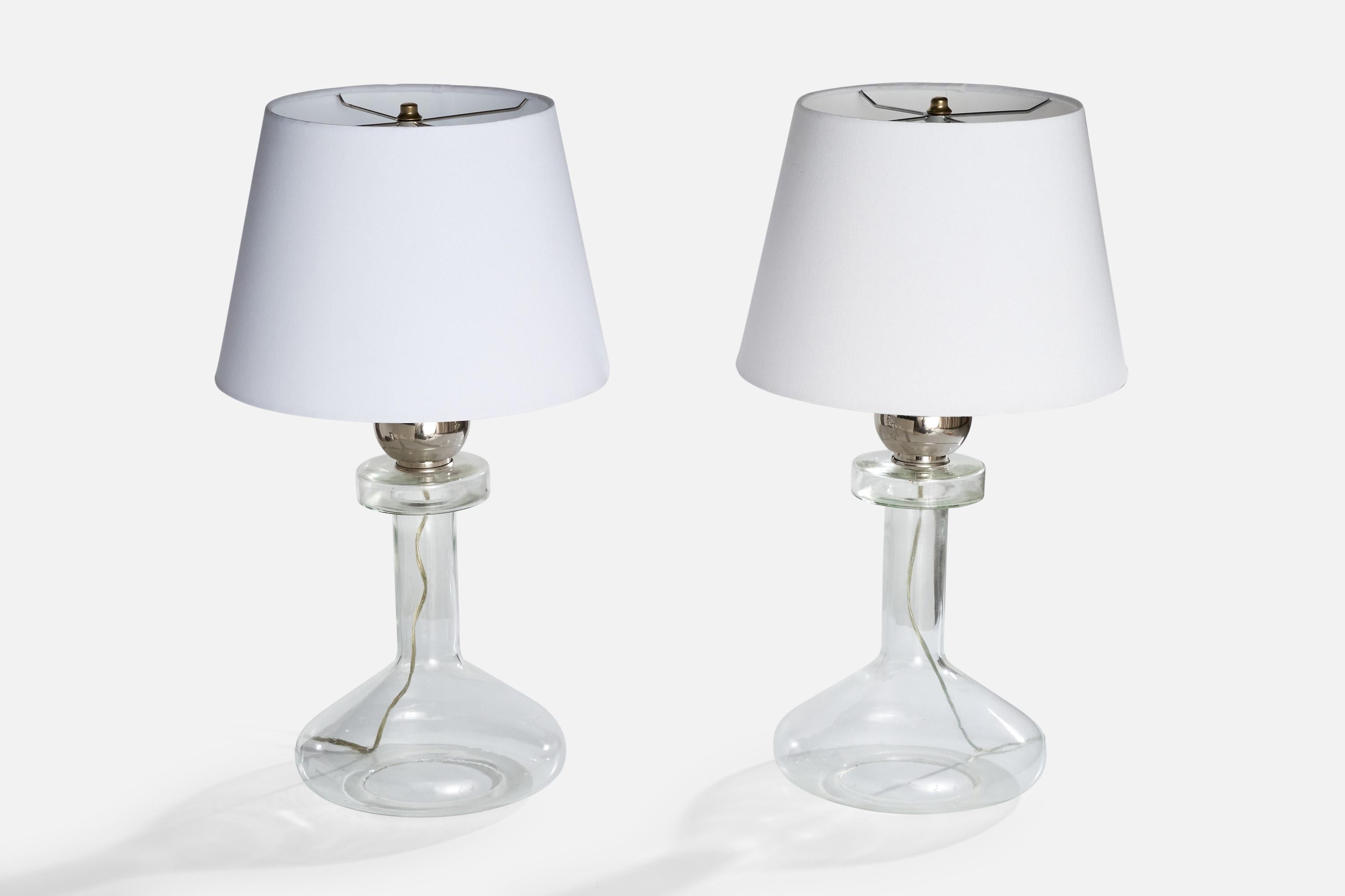 American Laurel Lamp Co., Table Lamps, Chrome Metal, Glass, USA, 1970s For Sale
