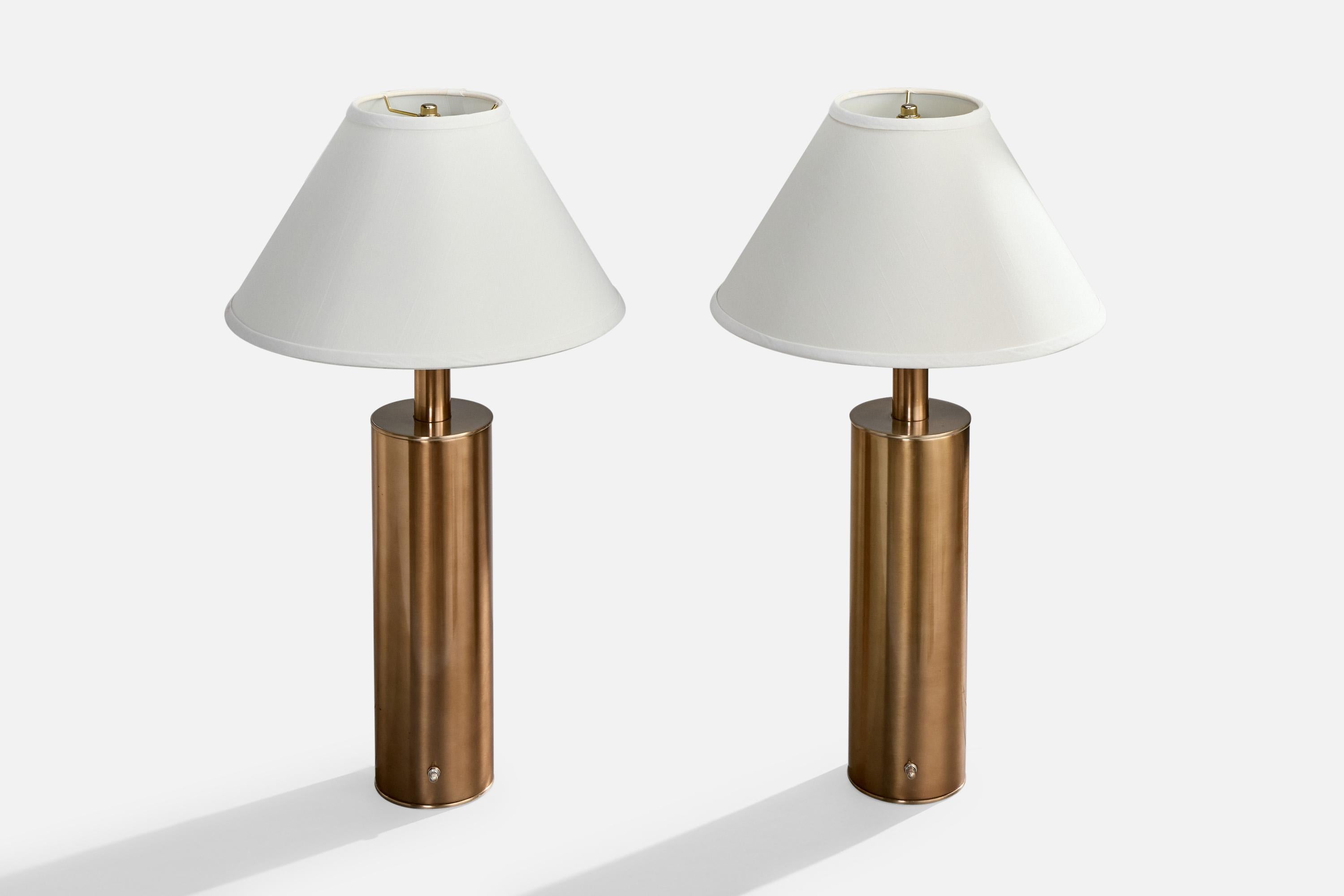 Laurel Lamp Co, Lámparas de mesa, Cobre, EE.UU., 1970s Moderno de mediados de siglo en venta