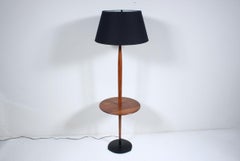 Laurel Lamp Co. Walnut & Black Enamel Side Table, Floor Lamp, circa 1970
