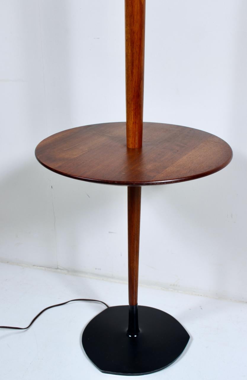 Mid-20th Century Laurel Lamp Co. Walnut & Black Enamel Side Table, Floor Lamp, circa 1970 For Sale