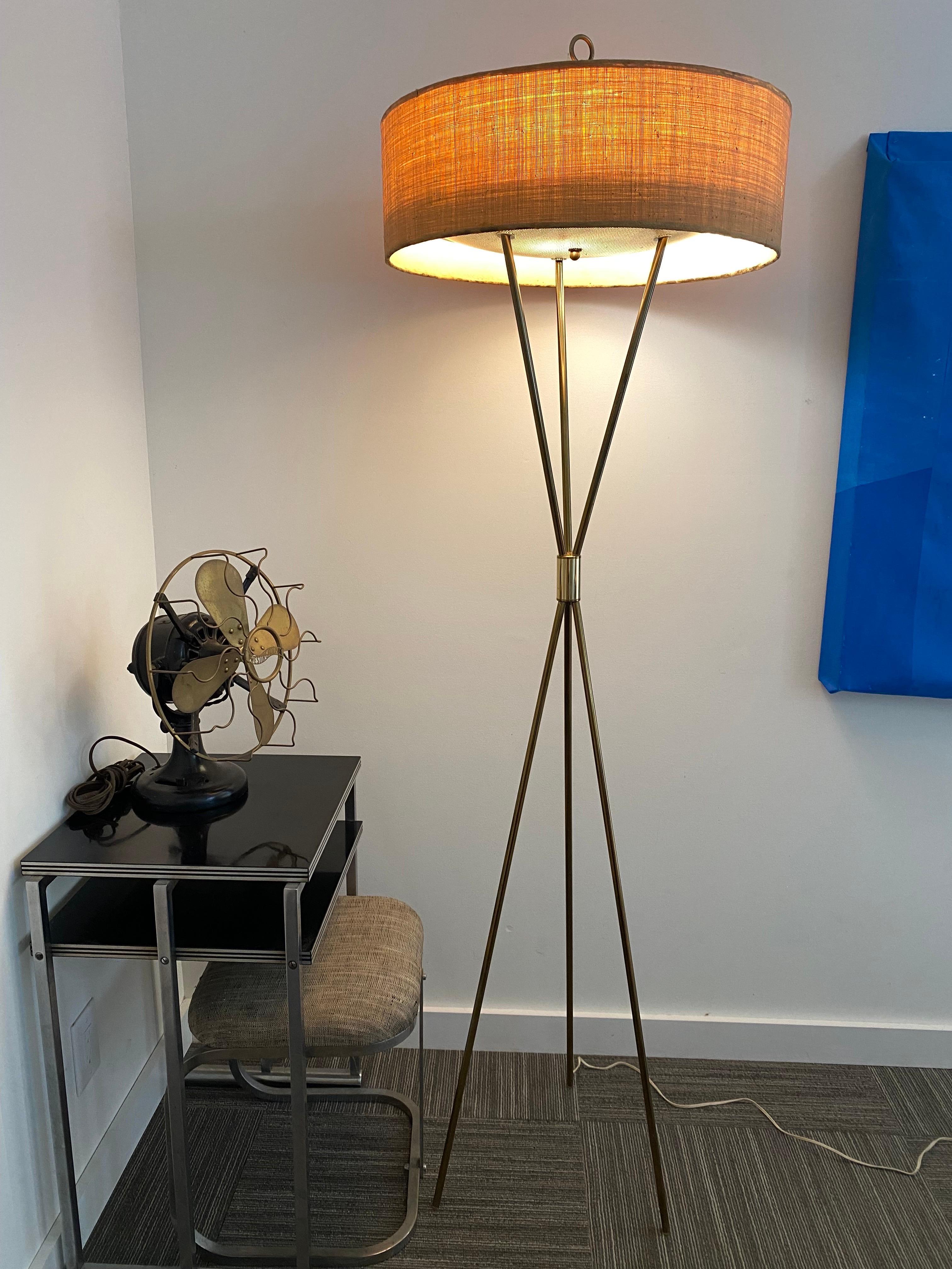 Laurel Lamp Company Brass Tri-Pod Floor Lamp For Sale 4