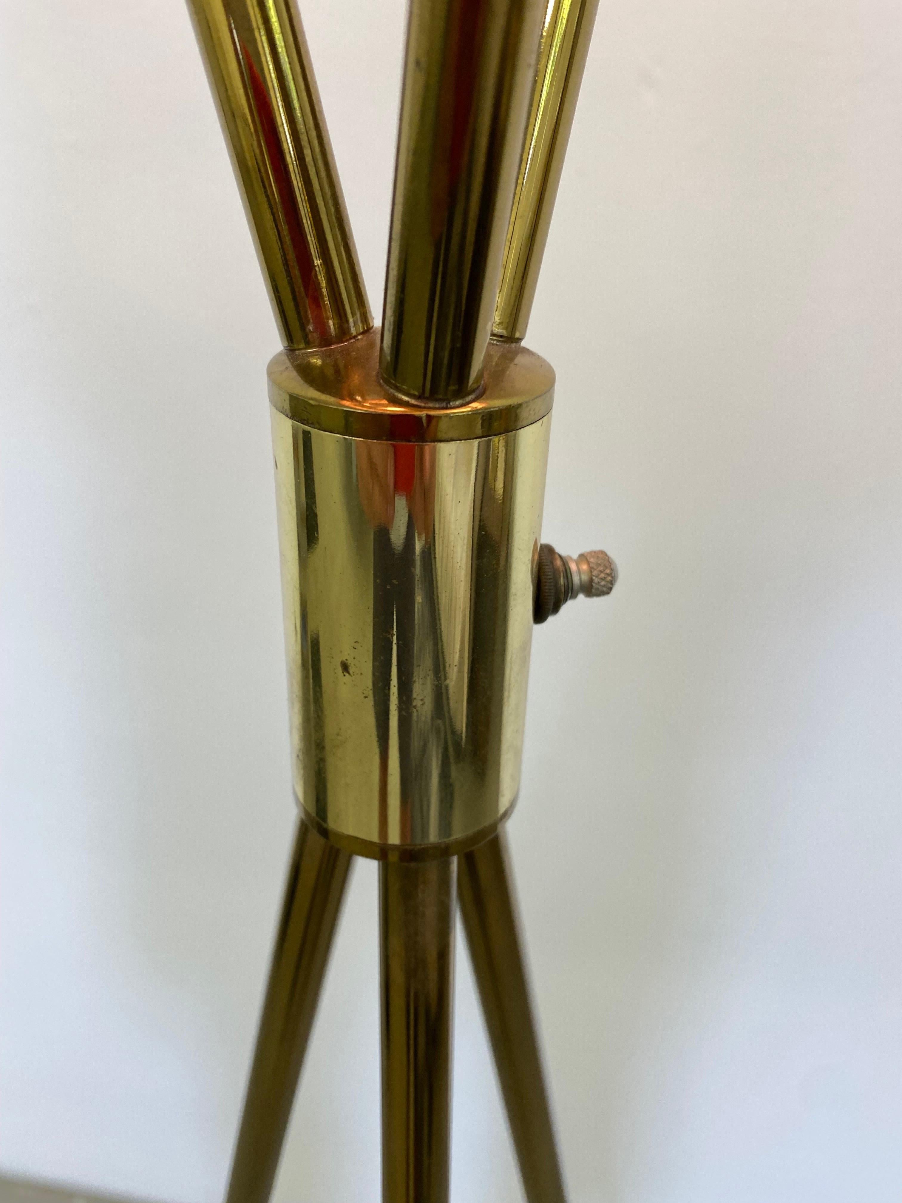 Mid-20th Century Laurel Lamp Company Brass Tri-Pod Floor Lamp For Sale