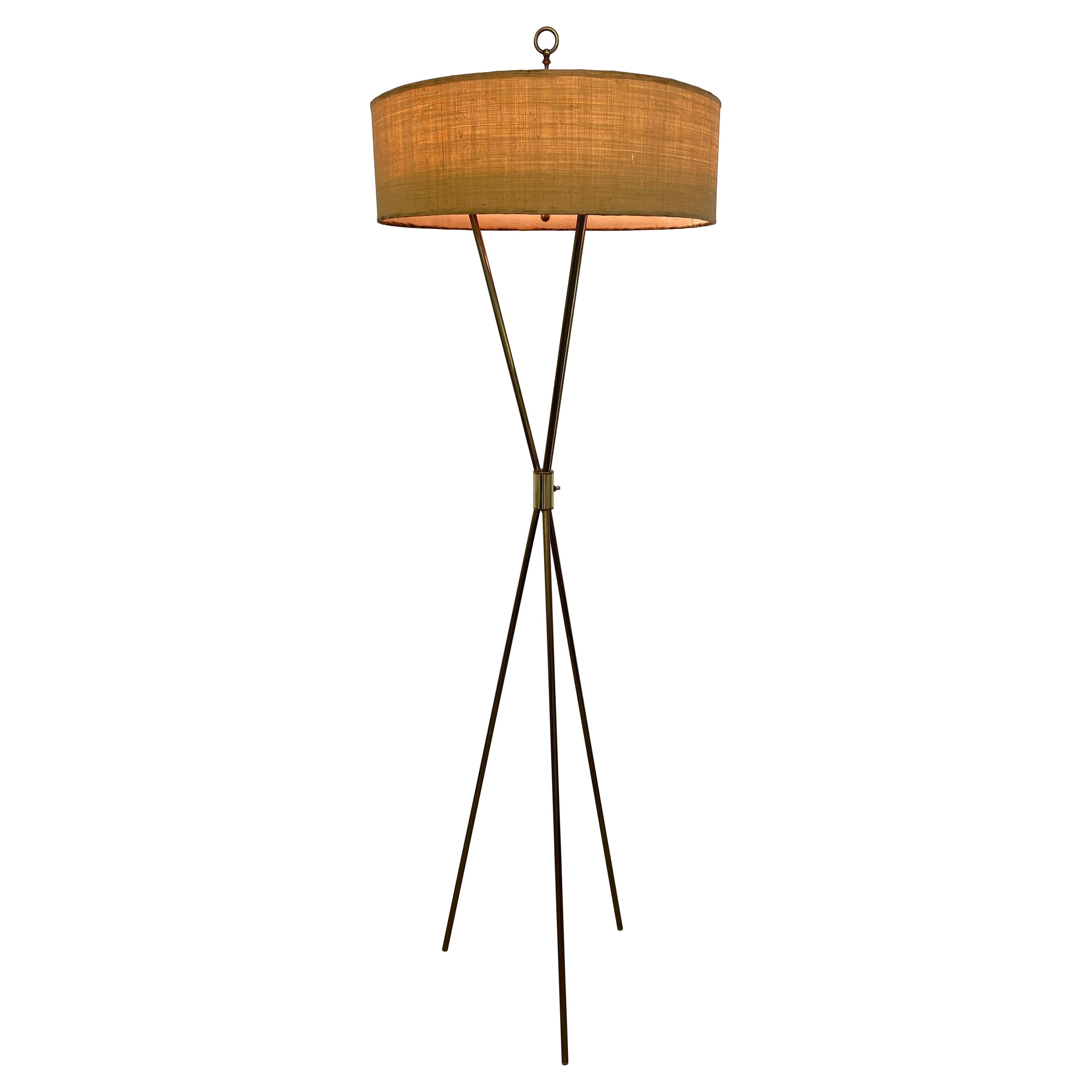 Laurel Lamp Company Brass Tri-Pod Floor Lamp
