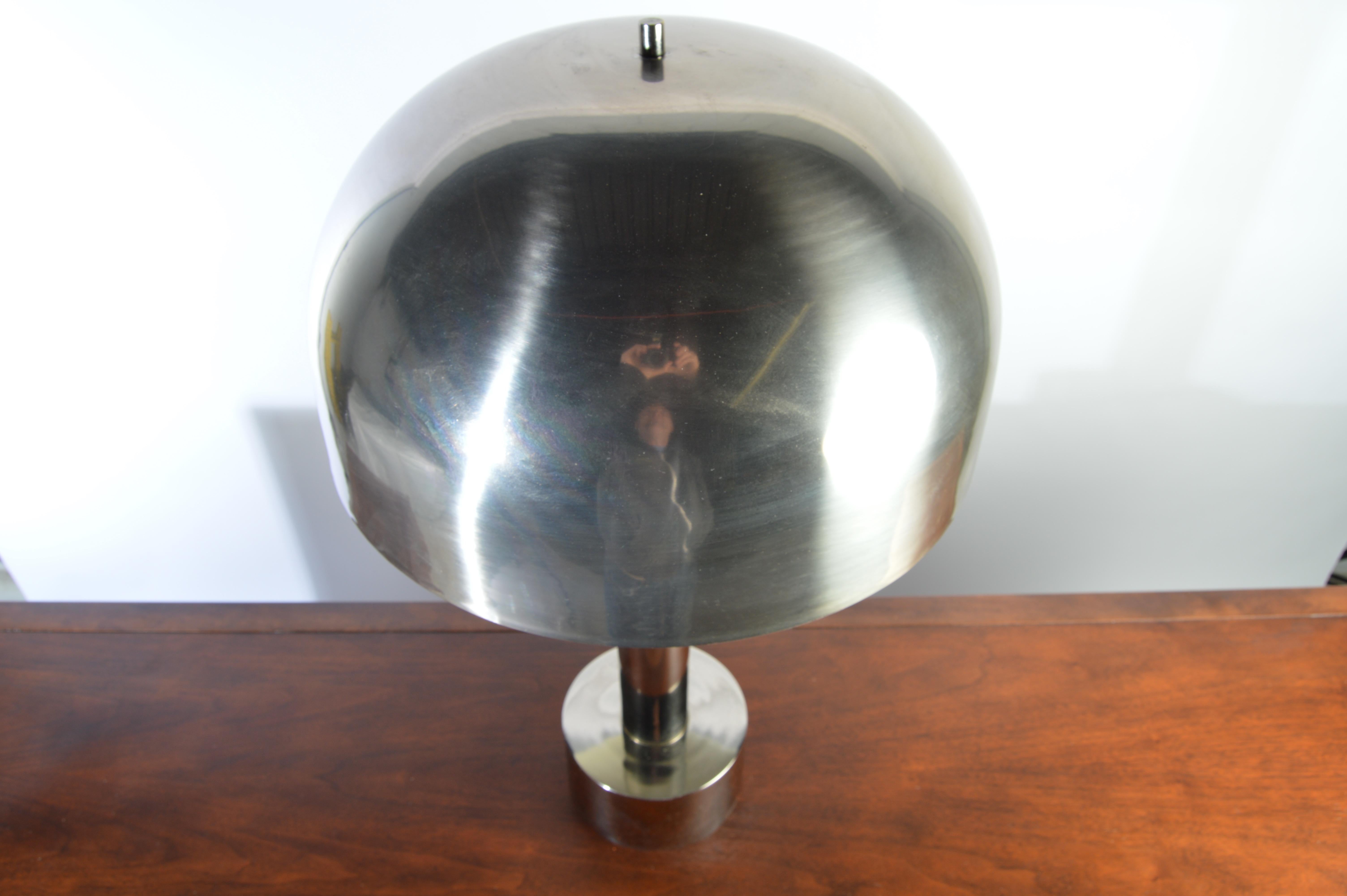 Mid-Century Modern Richard Barr for Laurel Lamp Company Chrome Mushroom Table Lamp