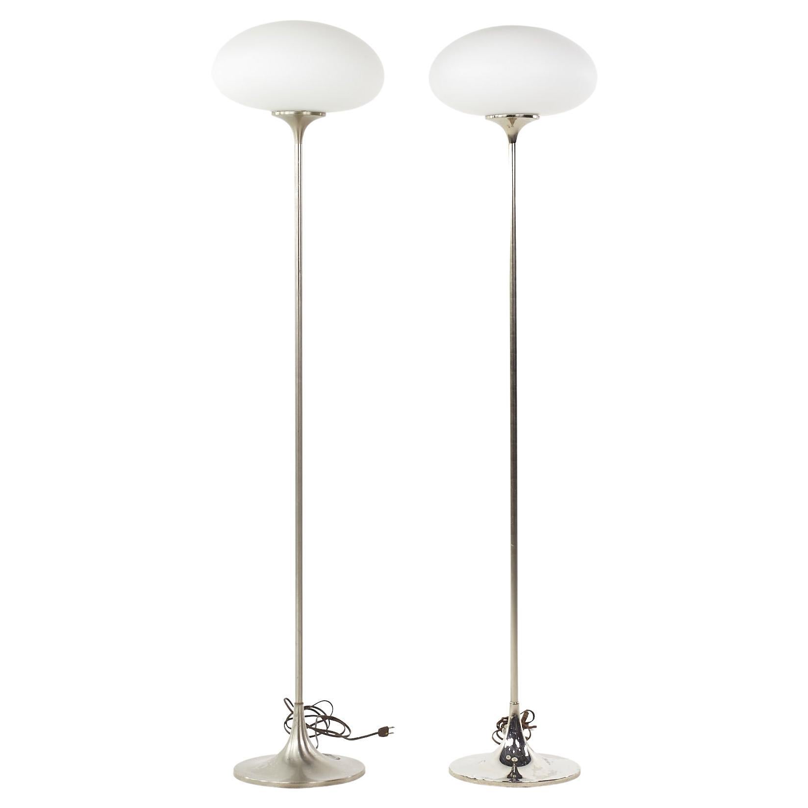 Laurel Lamp Company Mid Century Stainless Steel Tulip Floor Lamp - Pair