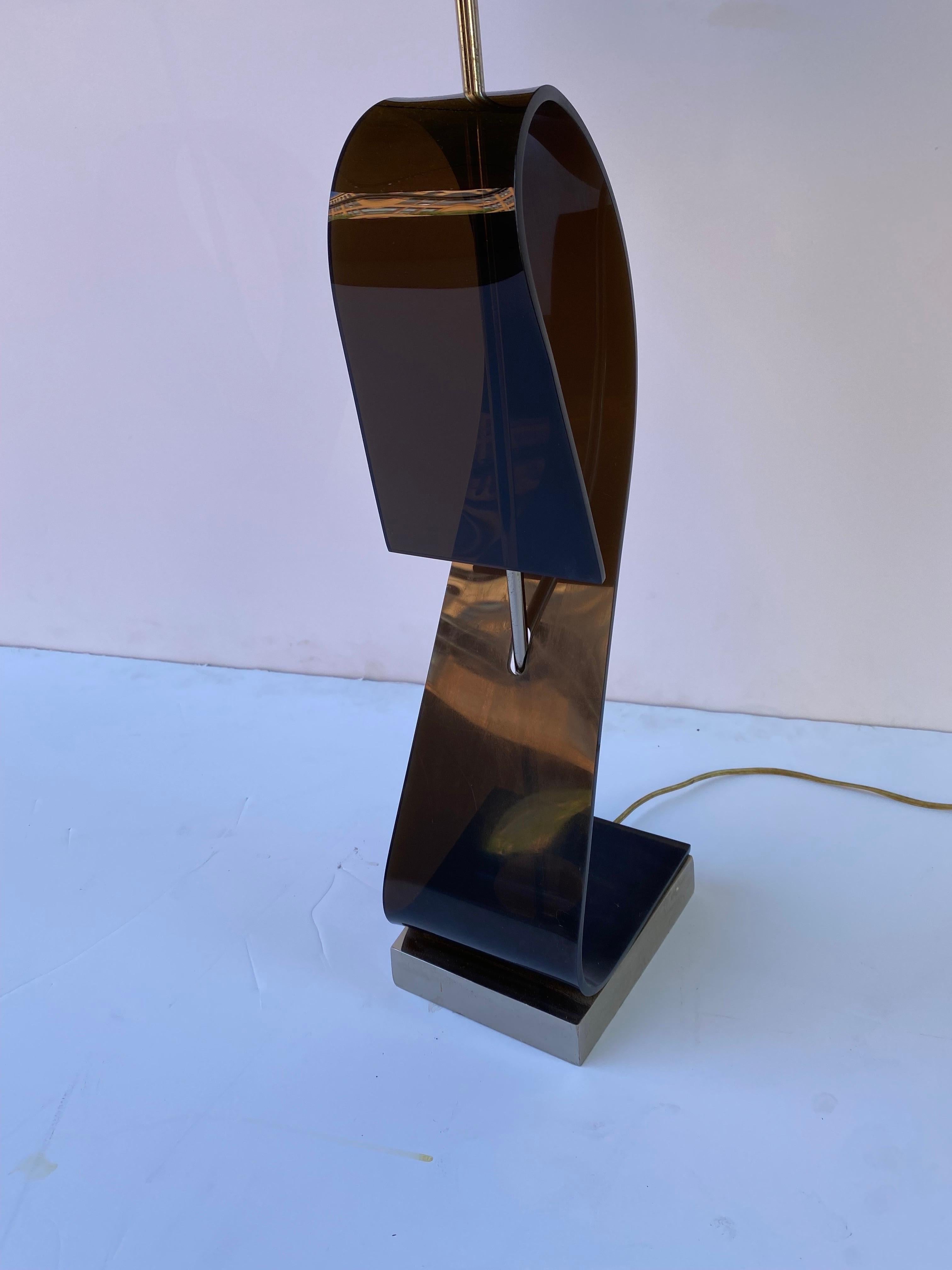 Chrome Laurel Lamp Company Molded Lucite Table Lamp