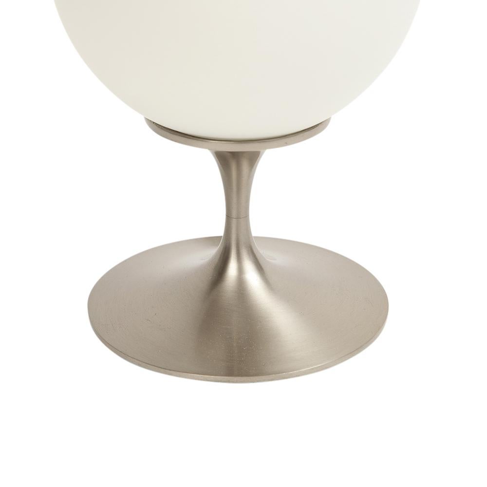 Laurel Lamp, Frosted Glass, Brushed Chrome-Plated Steel, Signed For Sale 3