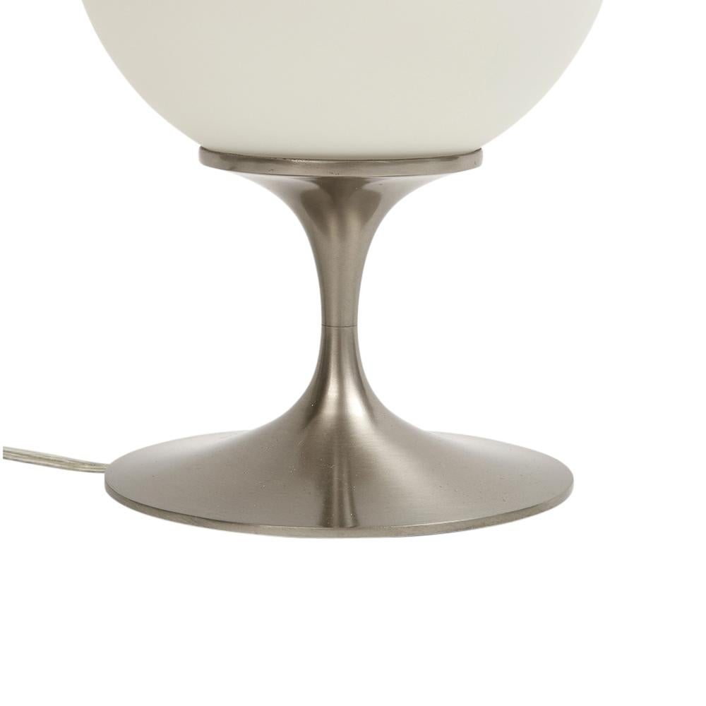 Laurel Lamp, Frosted Glass, Brushed Chrome-Plated Steel, Signed For Sale 4
