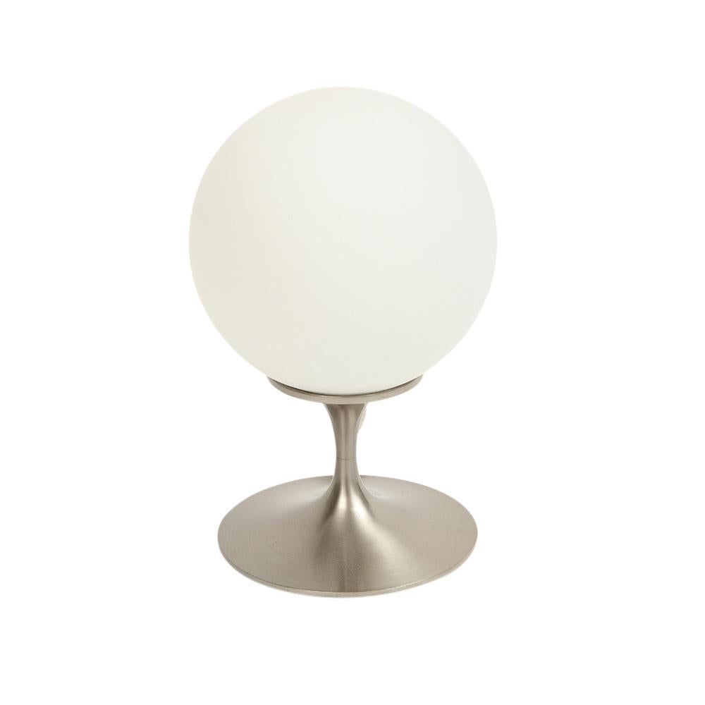 Mid-Century Modern Laurel Lamp, Frosted Glass, Brushed Chrome-Plated Steel, Signed For Sale