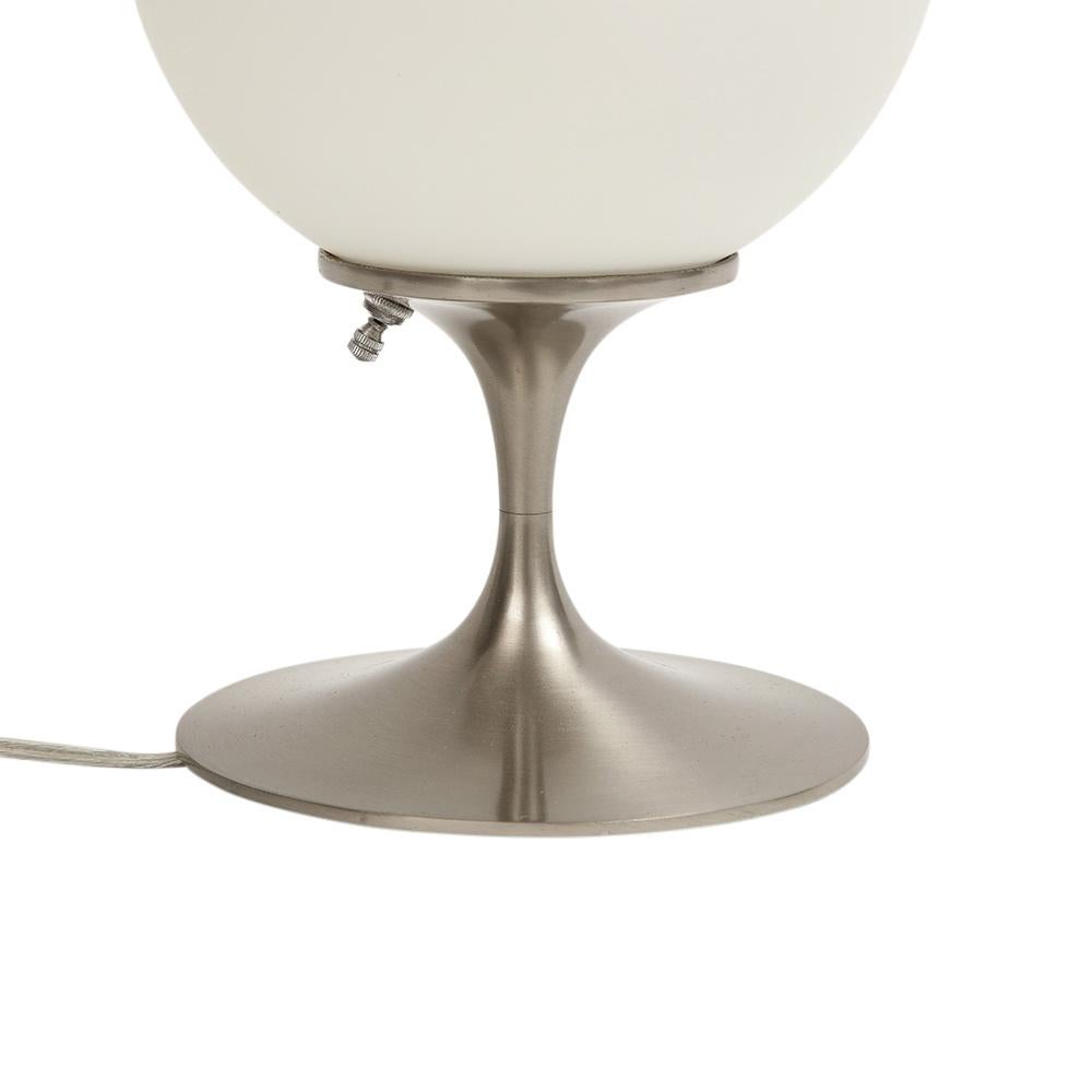 Laurel Lamp, Frosted Glass, Brushed Chrome-Plated Steel, Signed For Sale 2
