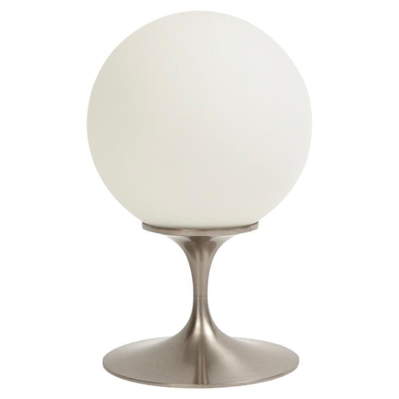 Laurel Lamp, Frosted Glass, Brushed Chrome-Plated Steel, Signed For Sale