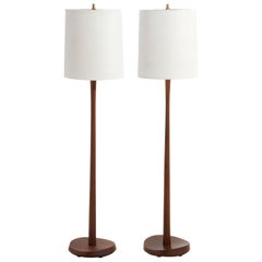 Laurel Lamp Manufacturing Company Mid Century Teak Floor Lamps a Pair
