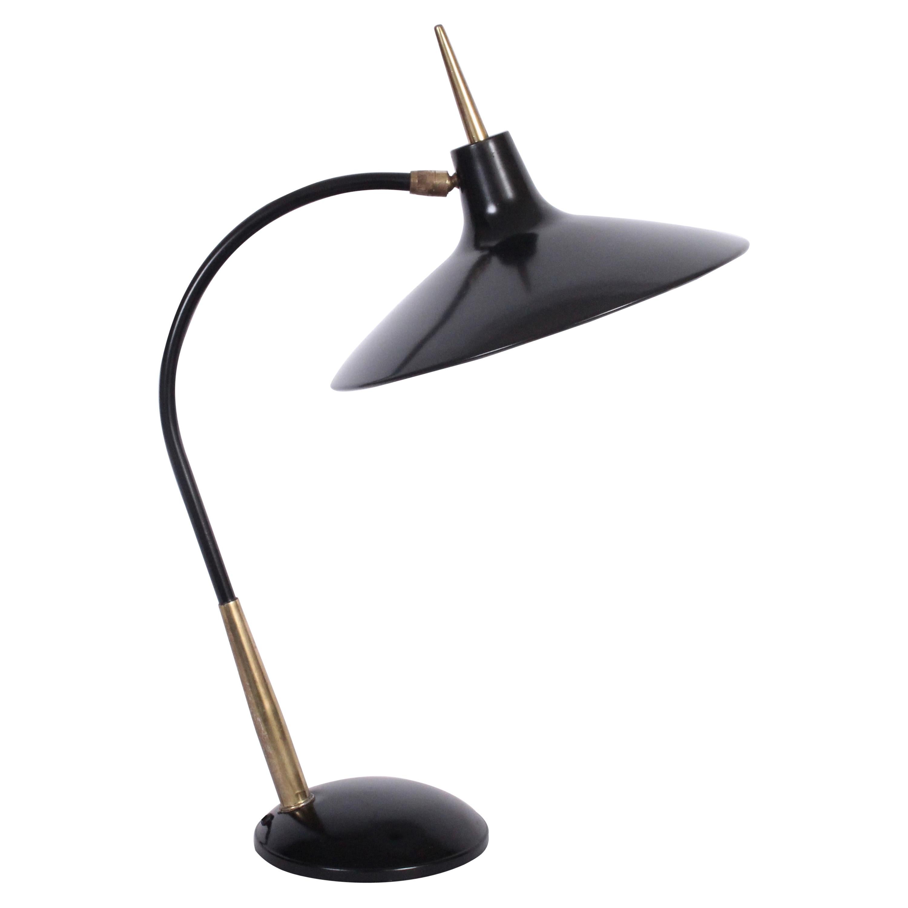 Laurel Lamp Mfg. Co. Black and Brass Desk Lamp with Black Enamel Shade