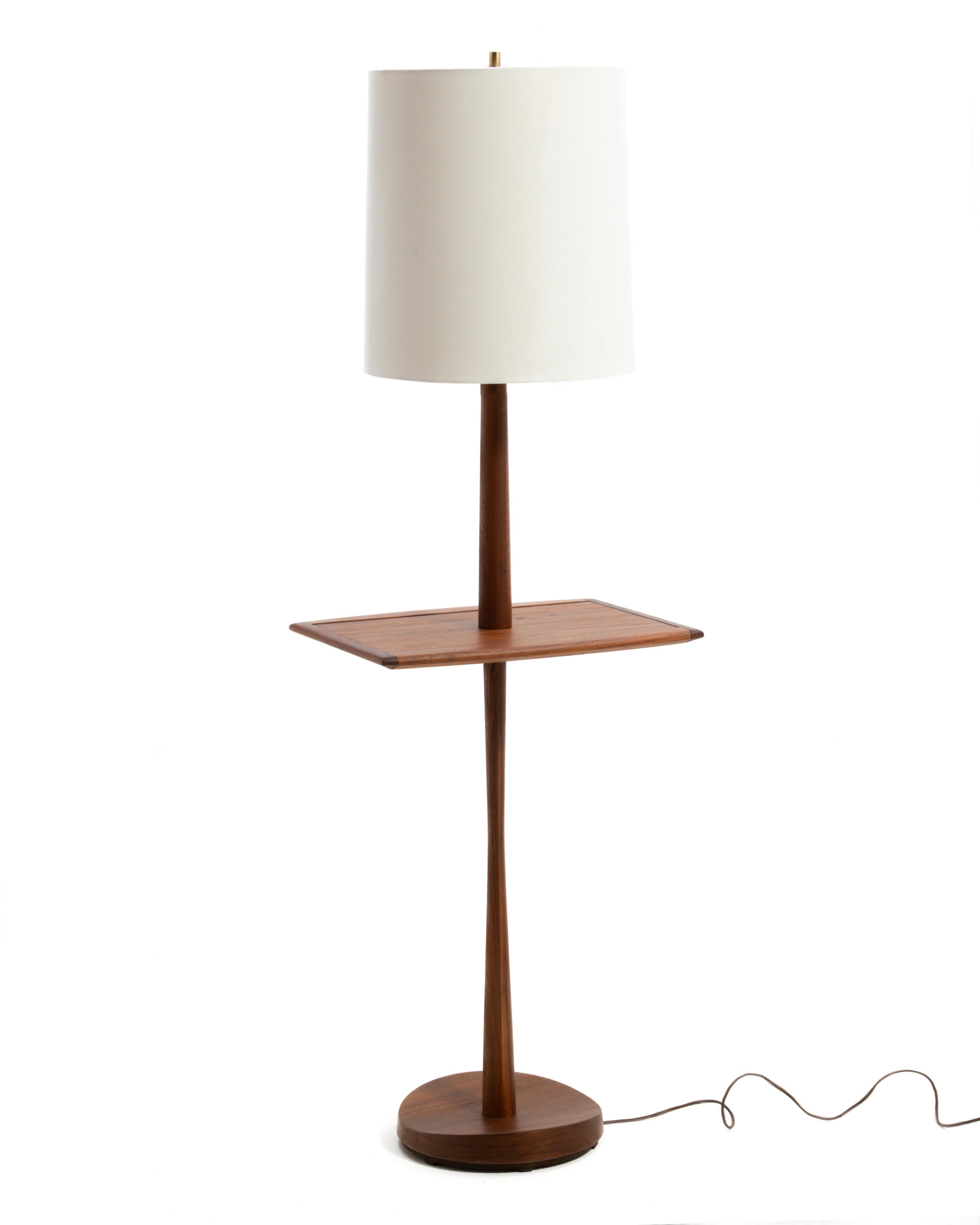 American Laurel Lamp Mfg Co Mid Century Teak Table Shelf Floor Lamp Unmarked For Sale