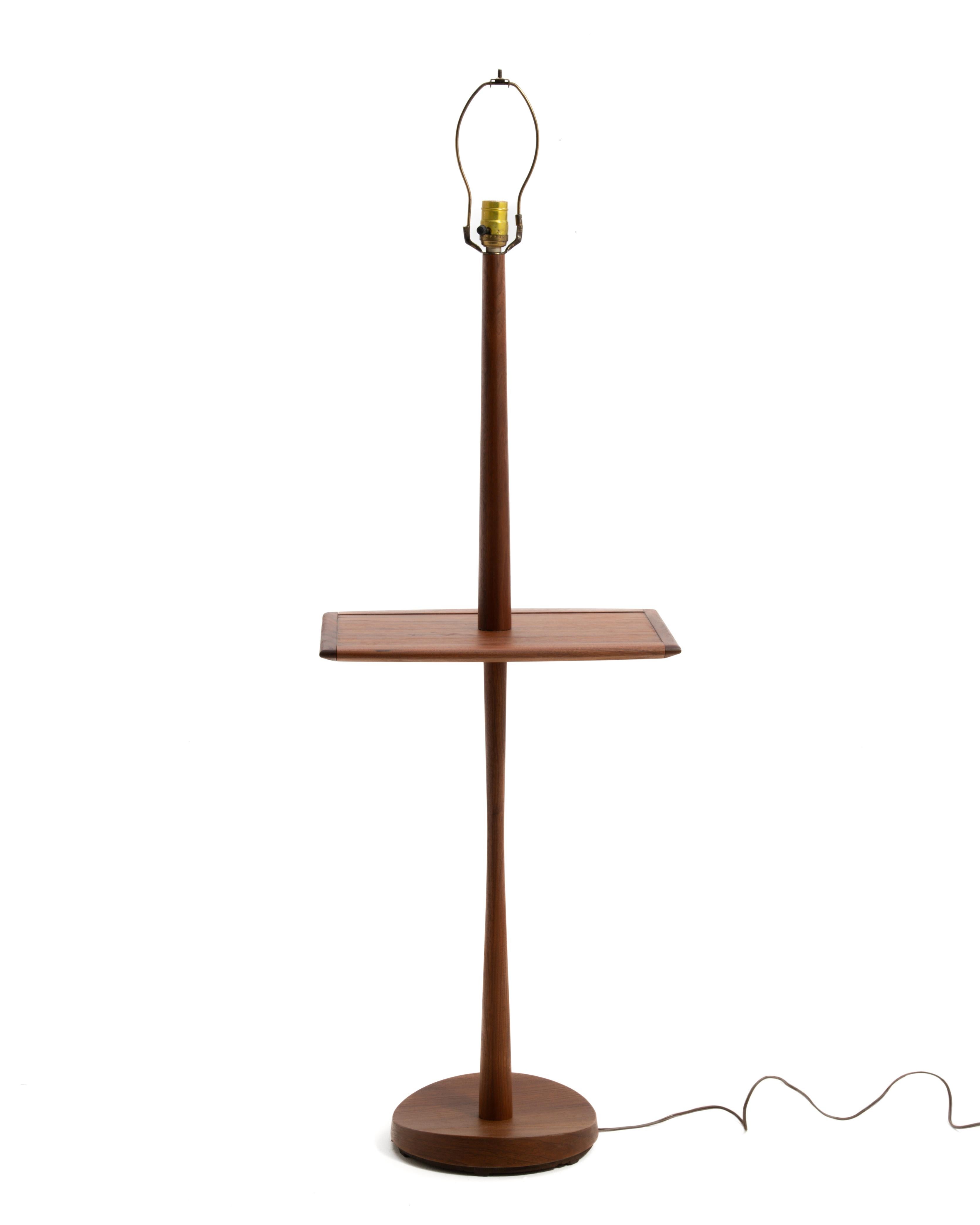 Laurel Lamp Mfg Co Mid Century Teak Table Shelf Floor Lamp Unmarked For Sale 2