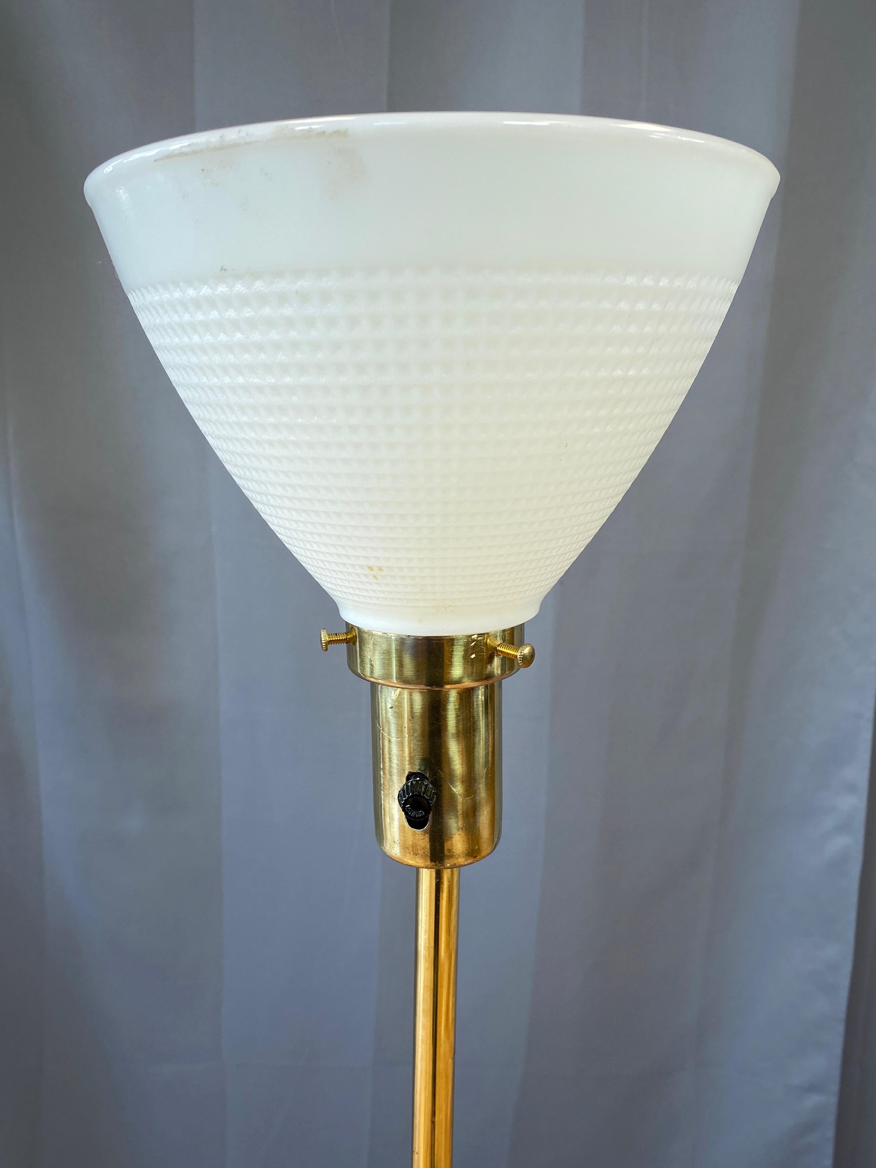 Mid-20th Century Laurel Lamp Paul McCobb Style Brass Tripod Base Floor Lamp, 1950s