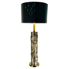 Lampe Laurel avec applique de style Fantoni en acier inoxydable et laiton