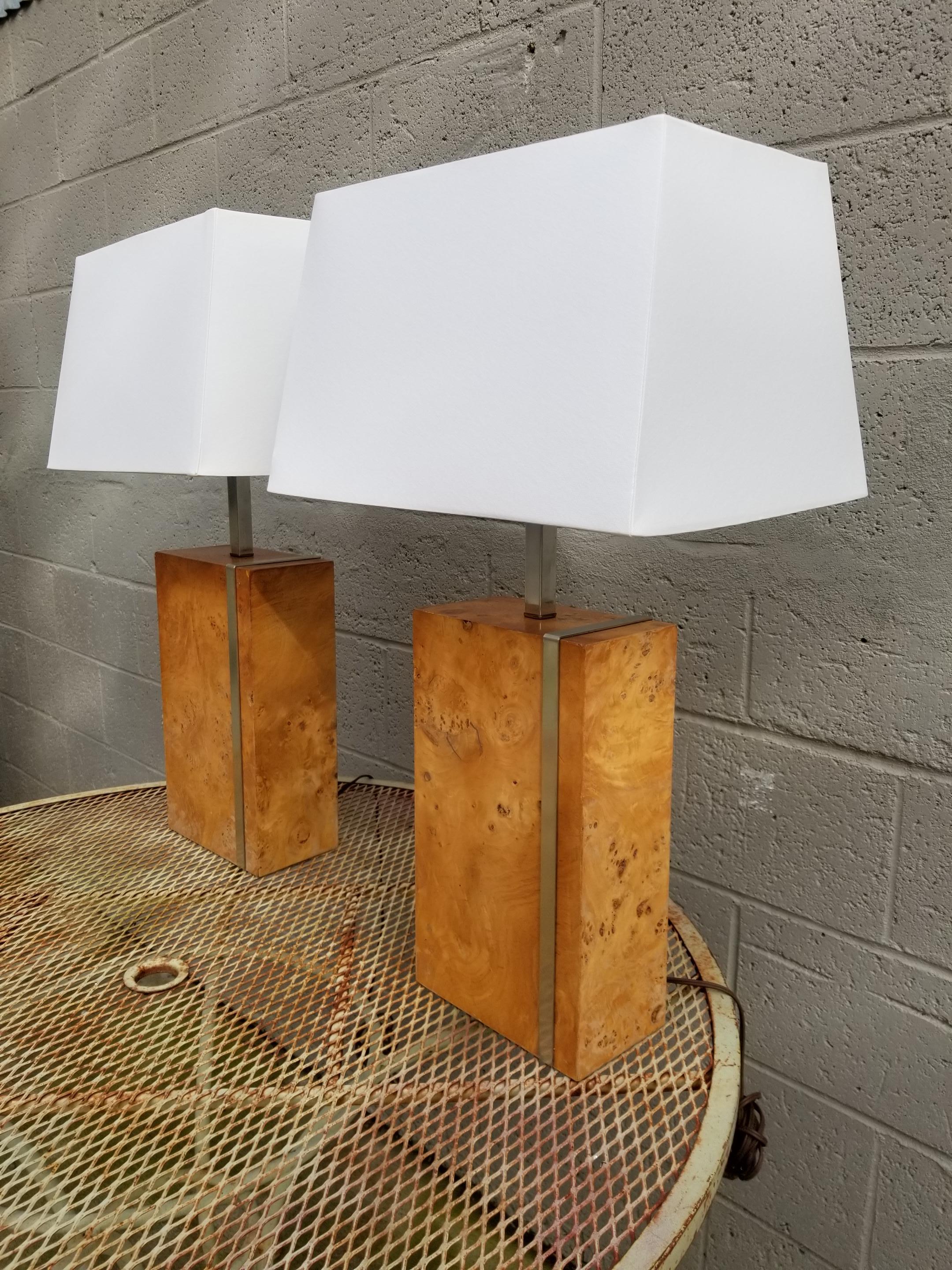 Mid-Century Modern Laurel Lighting Burl-Wood Table Lamps