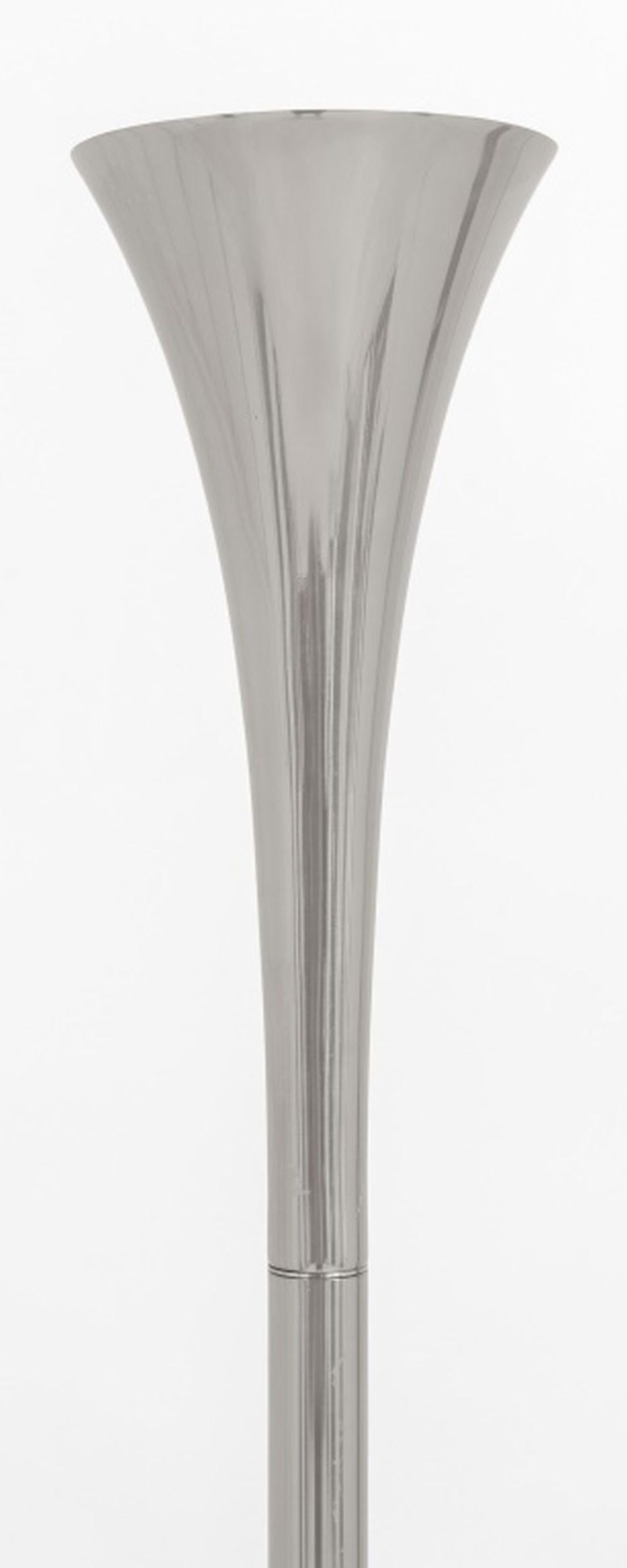 Mid-Century Modern Laurel Mid-Century Chrome Torchiere Lamps, 2 For Sale