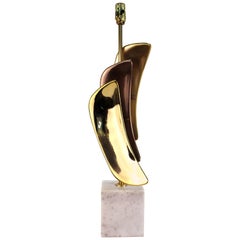 Laurel Mid-Century Modern Mixed Metal Table Lamp on Marble Base