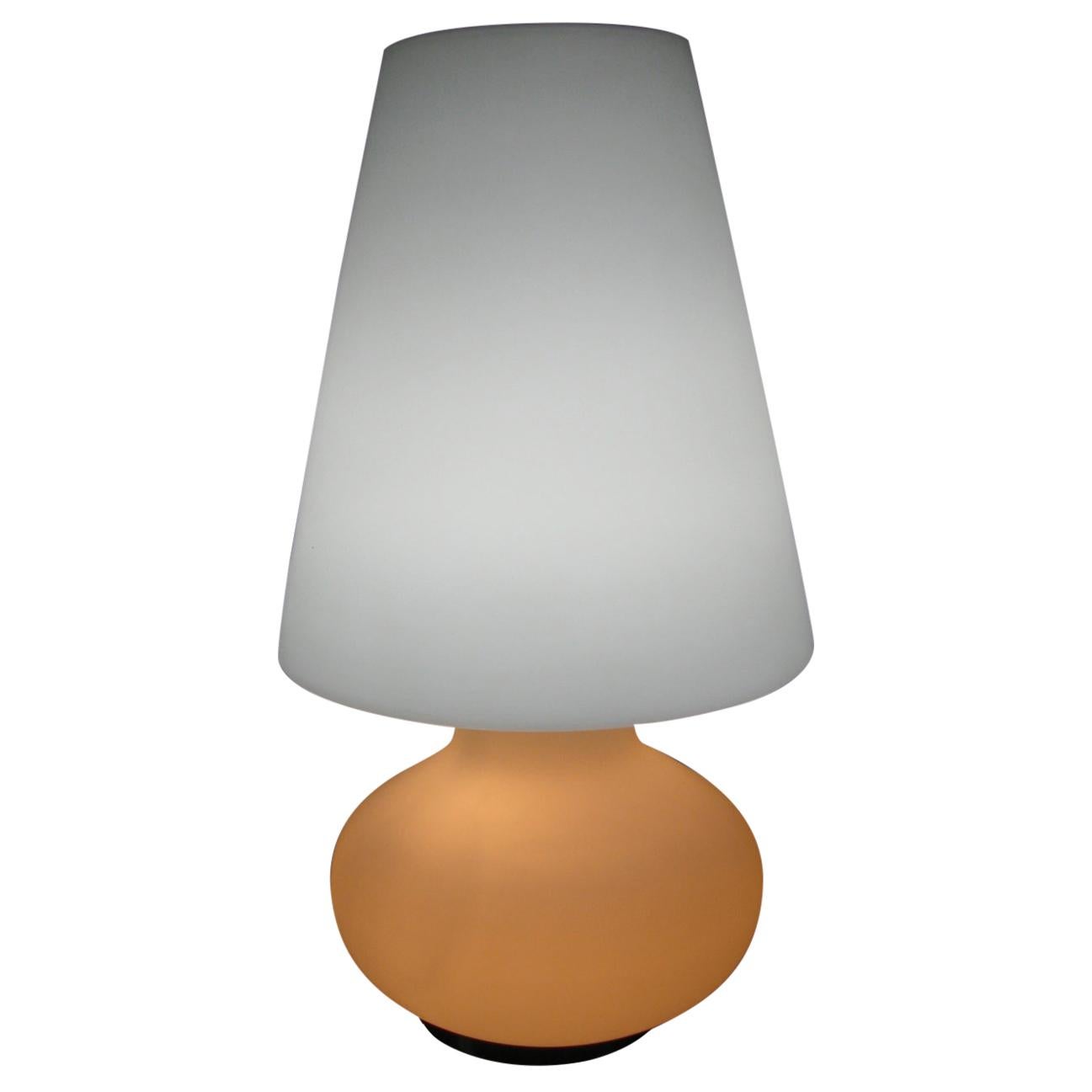 Italian Laurel Mid-Century Modern Murano Mushroom One Piece Lamp & Shade For Sale