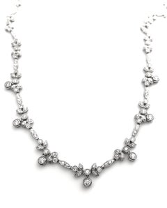Laurel Motif Diamond and White Gold Necklace