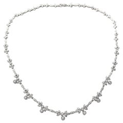 Laurel Motif Diamond and White Gold Necklace