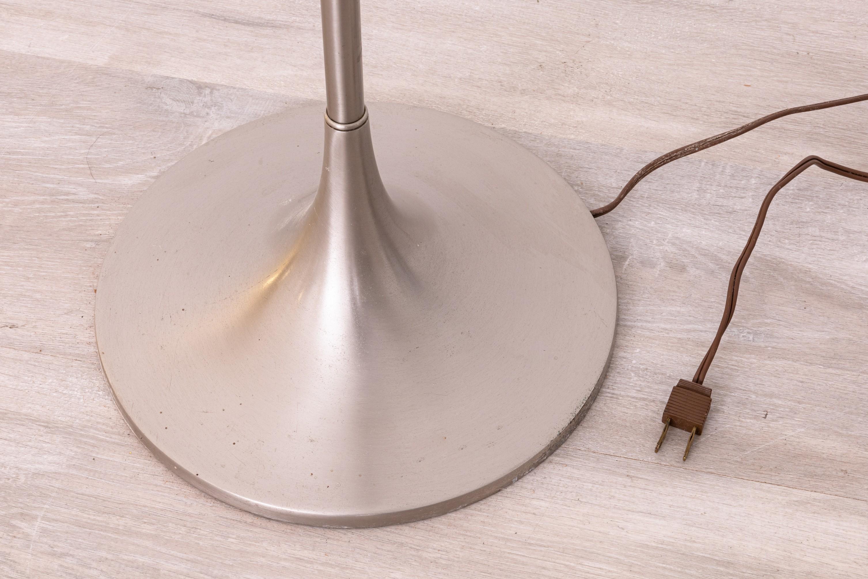 Laurel Mushroom Mid Century Modern Brushed Metal and Smoked Glass Floor Lamp 2
