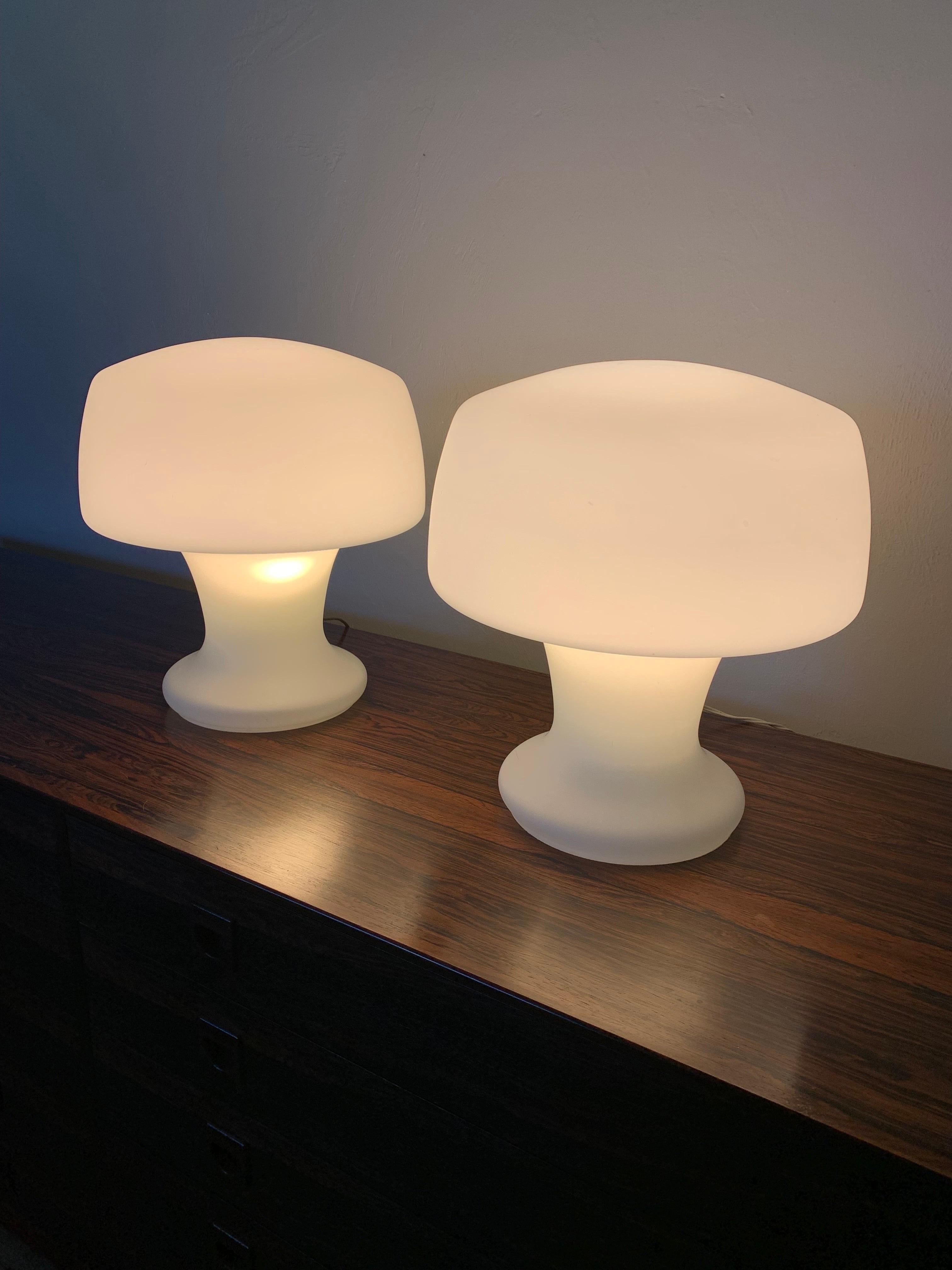 Mid-Century Modern Laurel Mushroom Studio Table Lamps, a Pair For Sale