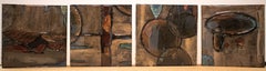 (Title Unknown)-Four Abstract Paintings with Epoxy, Signed by the Artist