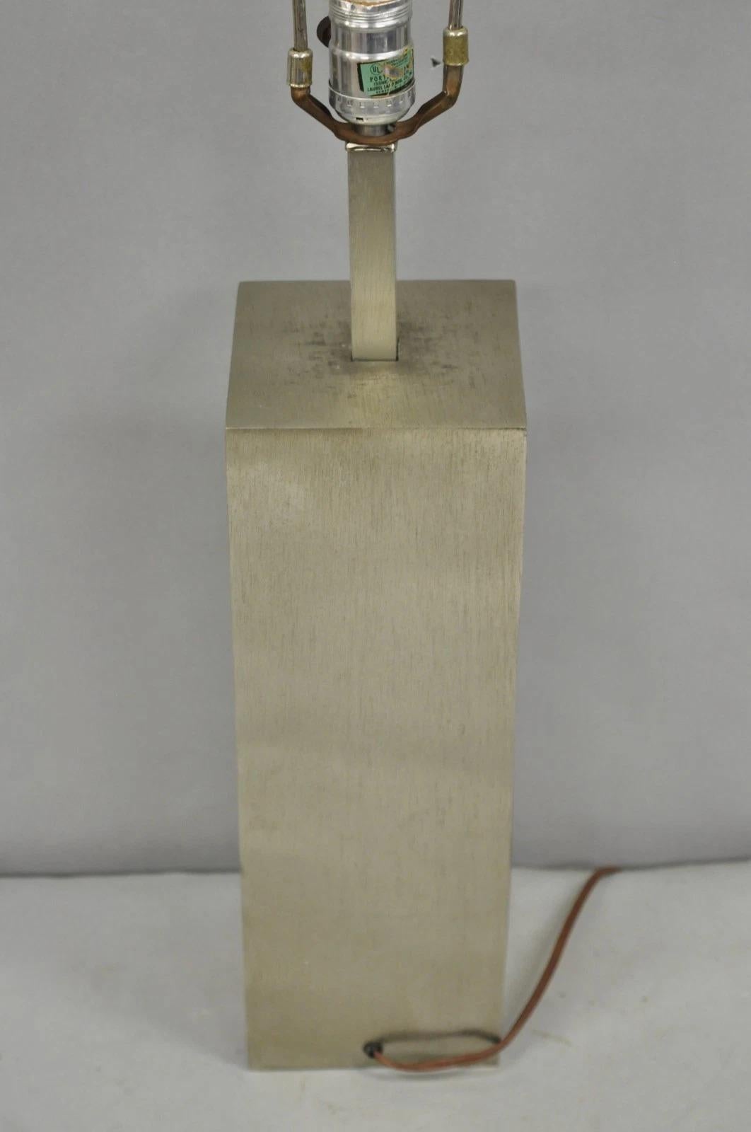 Laurel Pierre Cardin Style Brushed Aluminum Mid Century Modern Cubist Table Lamp For Sale 5