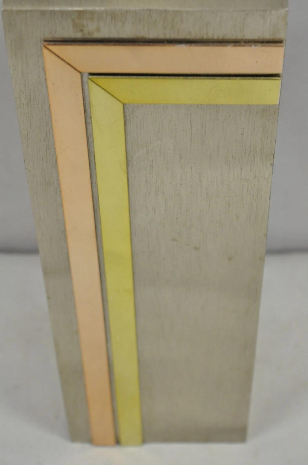 Mid-Century Modern Laurel Pierre Cardin Style Brushed Aluminum Mid Century Modern Cubist Table Lamp For Sale