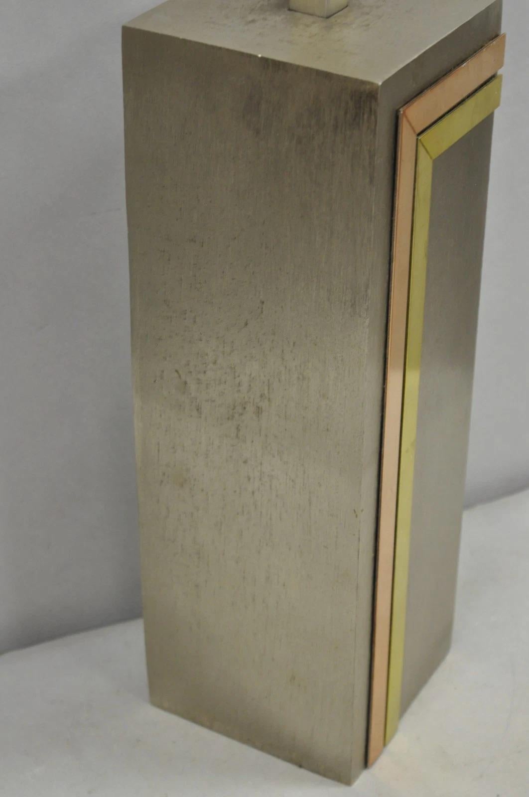 20th Century Laurel Pierre Cardin Style Brushed Aluminum Mid Century Modern Cubist Table Lamp For Sale