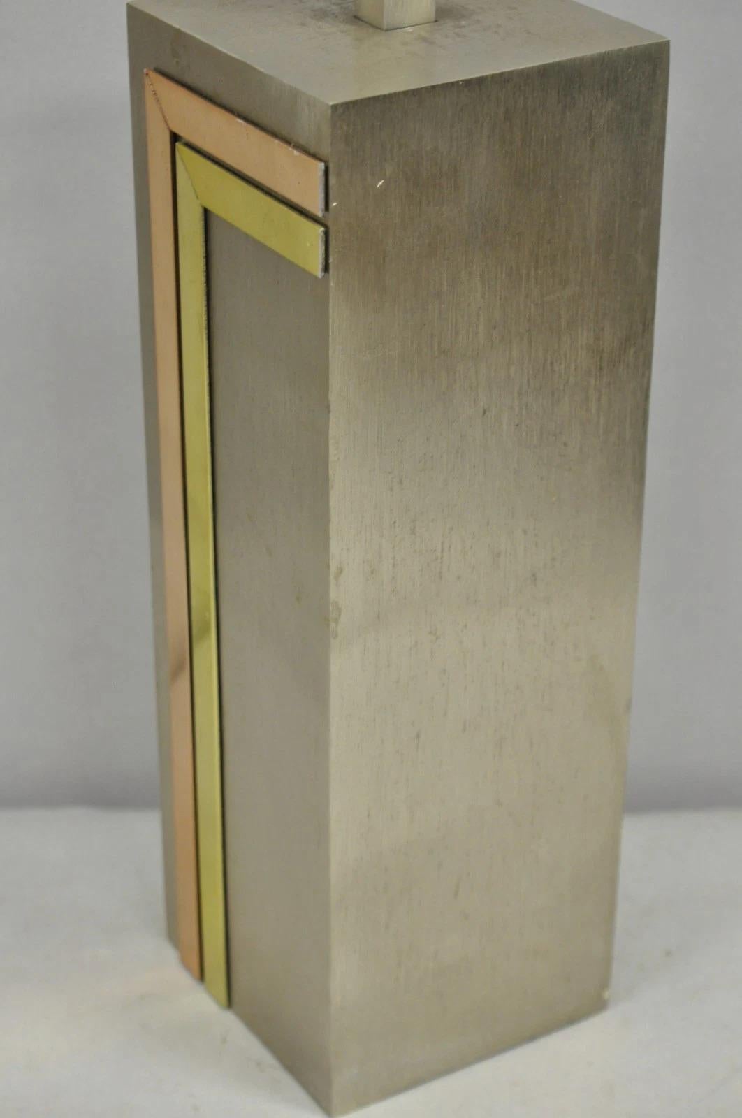 Laurel Pierre Cardin Style Brushed Aluminum Mid Century Modern Cubist Table Lamp For Sale 1