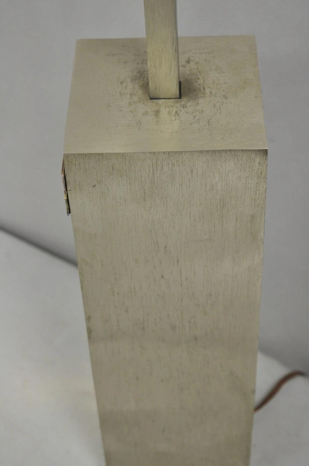 Laurel Pierre Cardin Style Brushed Aluminum Mid Century Modern Cubist Table Lamp For Sale 3