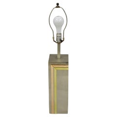 Laurel Pierre Cardin Style Brushed Aluminum Mid Century Modern Cubist Table Lamp