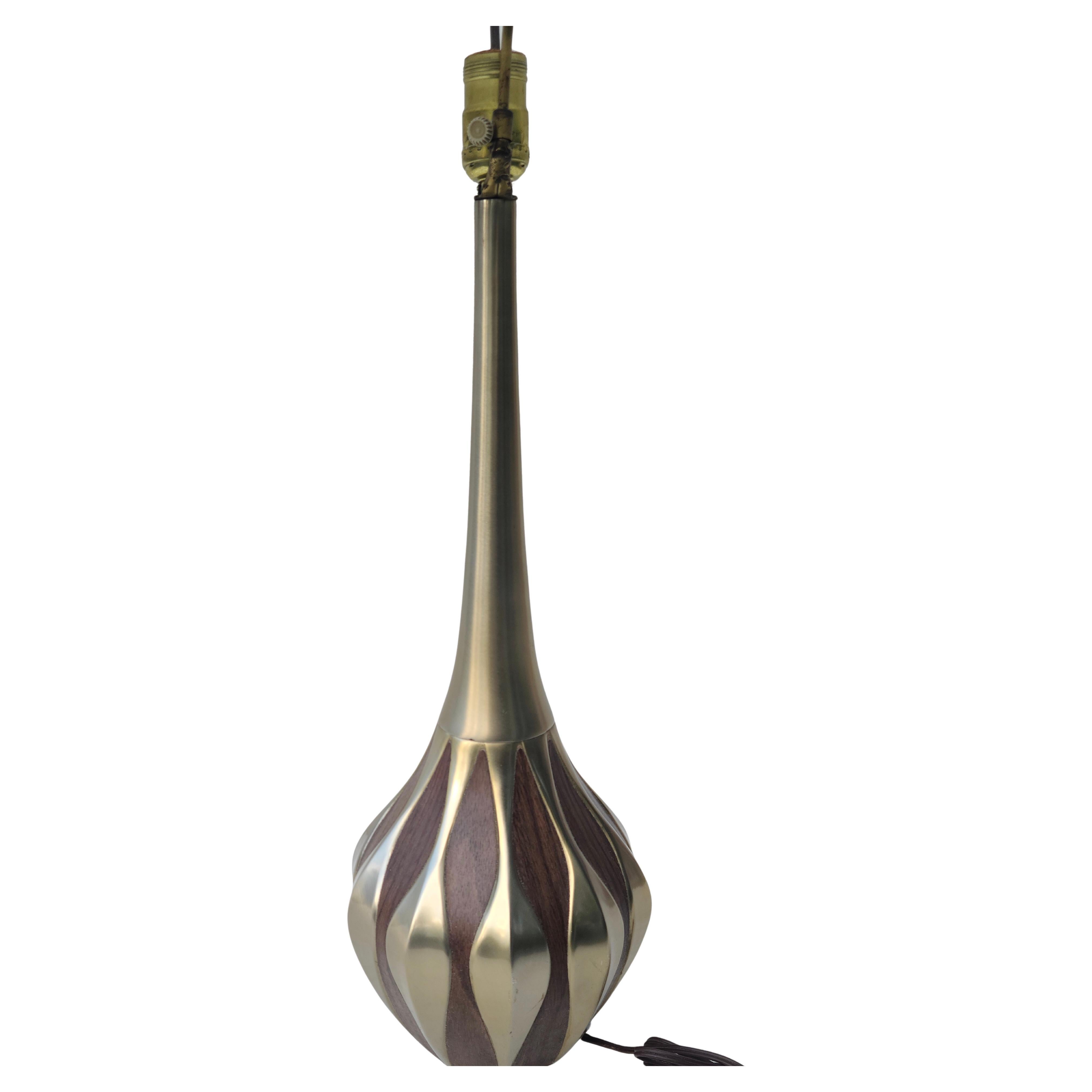 Laurel Sculpted Metal and Walnut Table Lamp