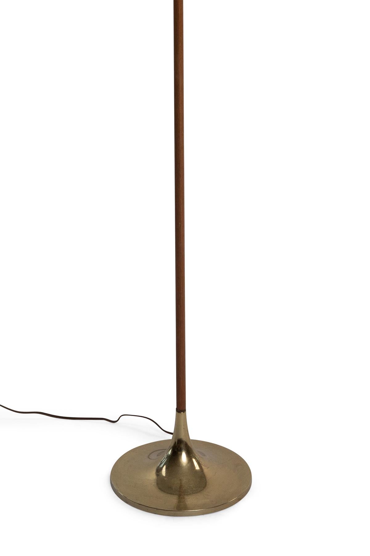 American Laurel Walnut & Brass Mushroom Floor Lamps