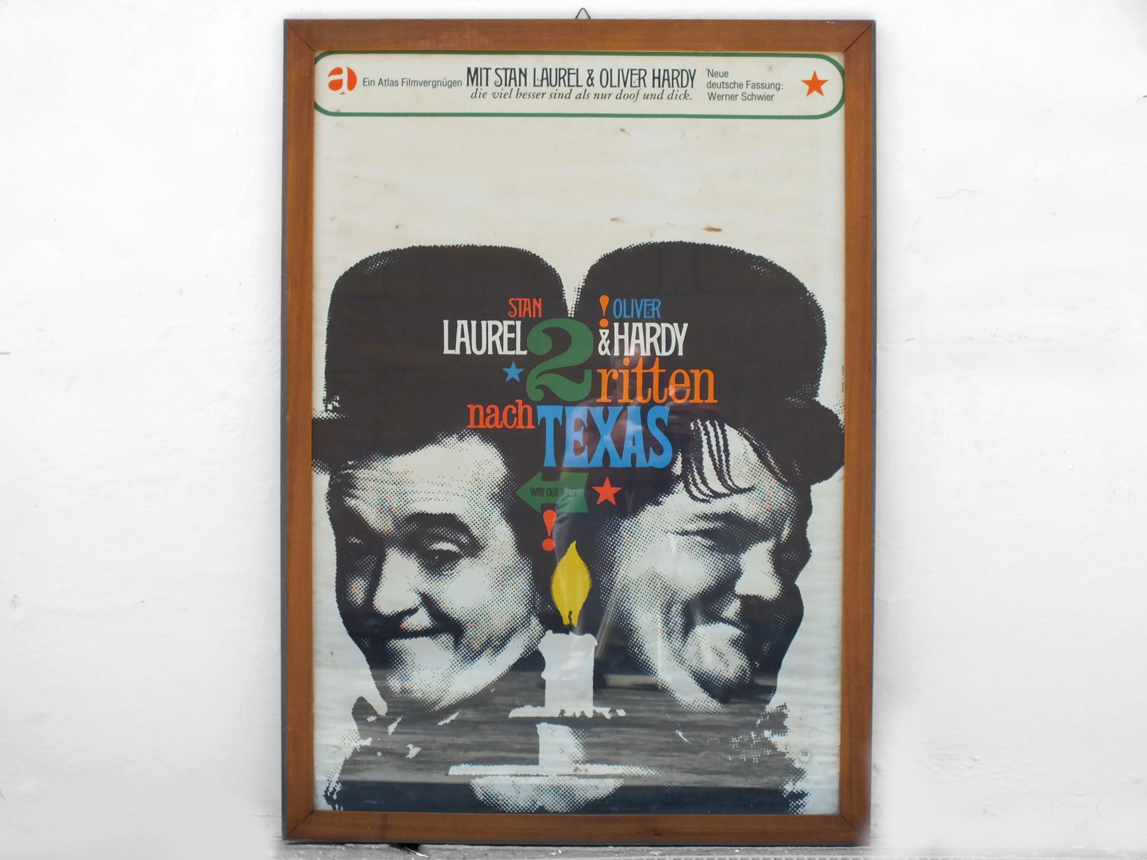 Mid-Century Modern  Laurel&Oliver Hardy 2 ritten nach texas/Way Out West Gunther Kieser '60 movie en vente