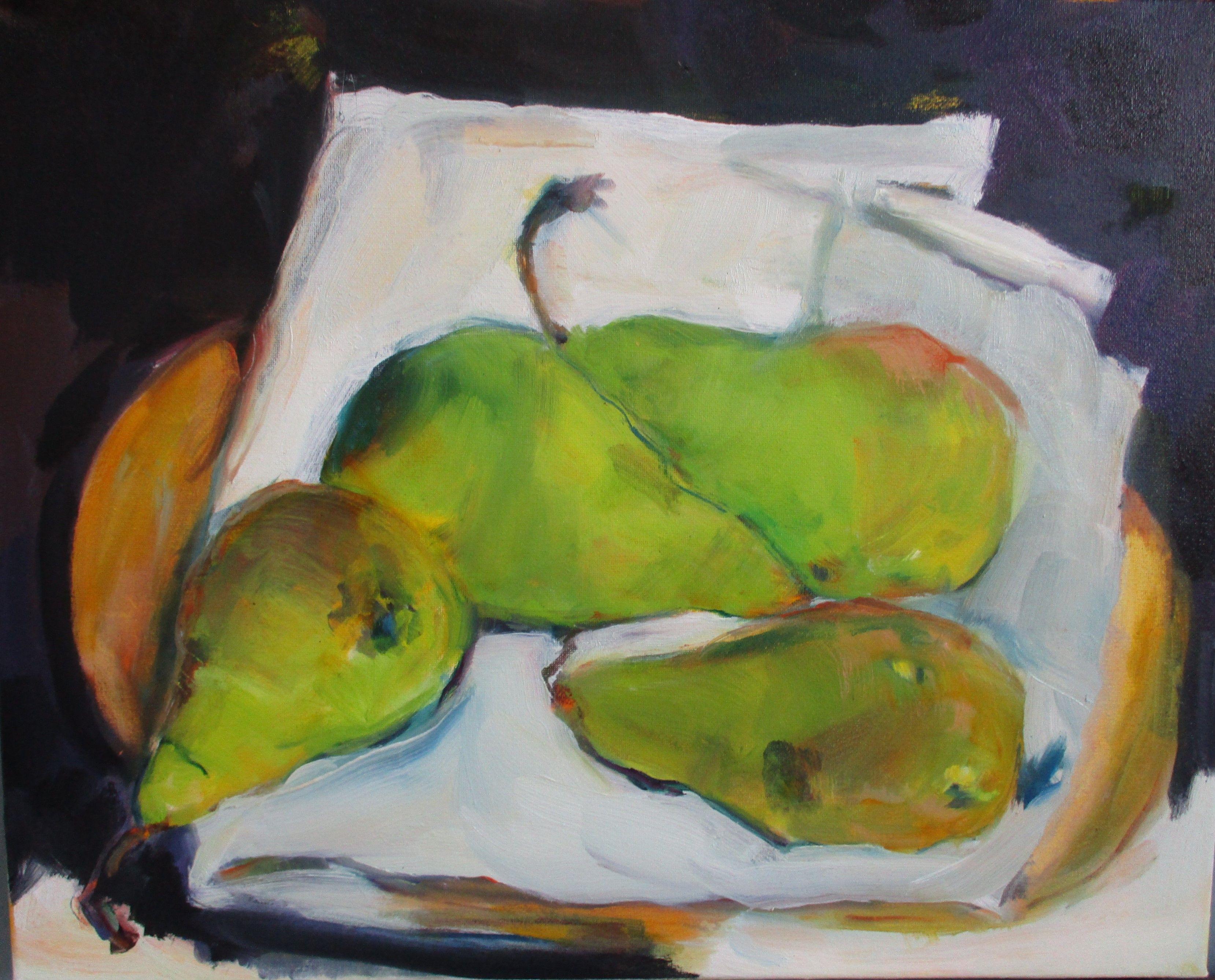 Jolies poires, peinture, huile sur toile - Painting de Lauren Acton