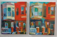 Row Homes, Gemälde, Öl auf Leinwand
